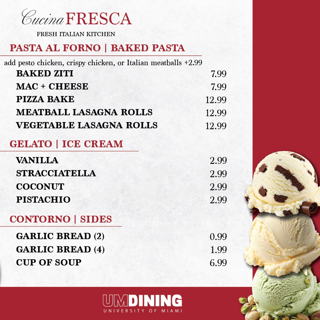 Mahoney Pearson Dining Hall Menu