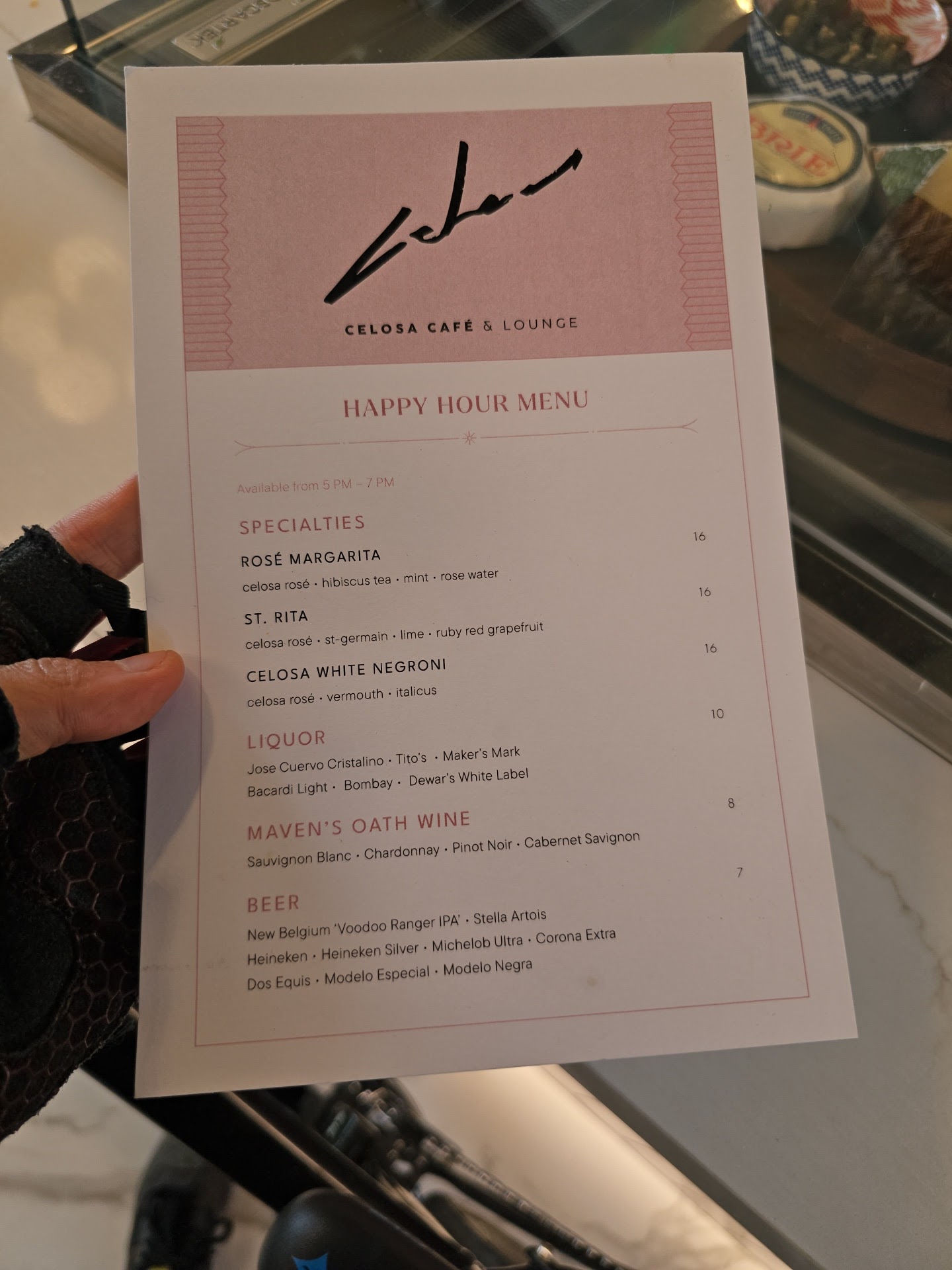 Celosa Cafe & Lounge Menu