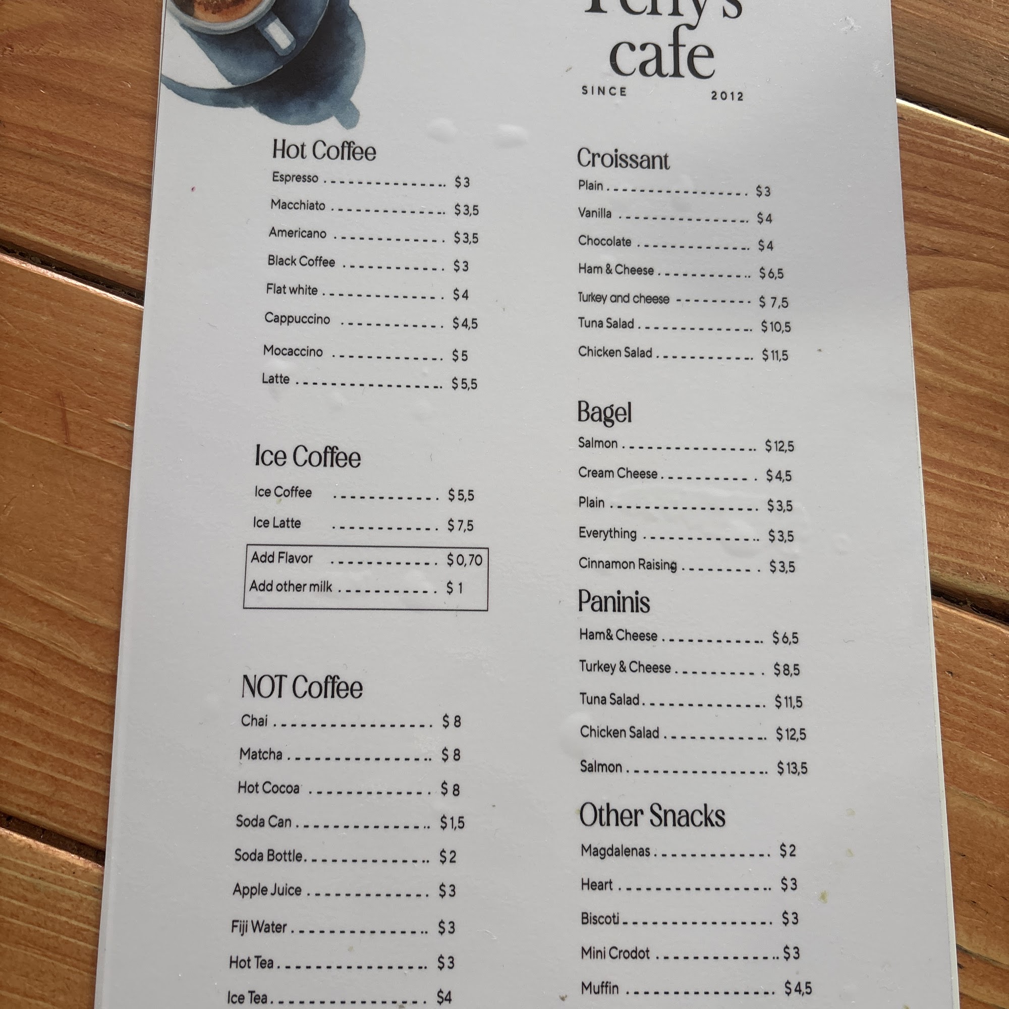 Feffy's Cafe Menu