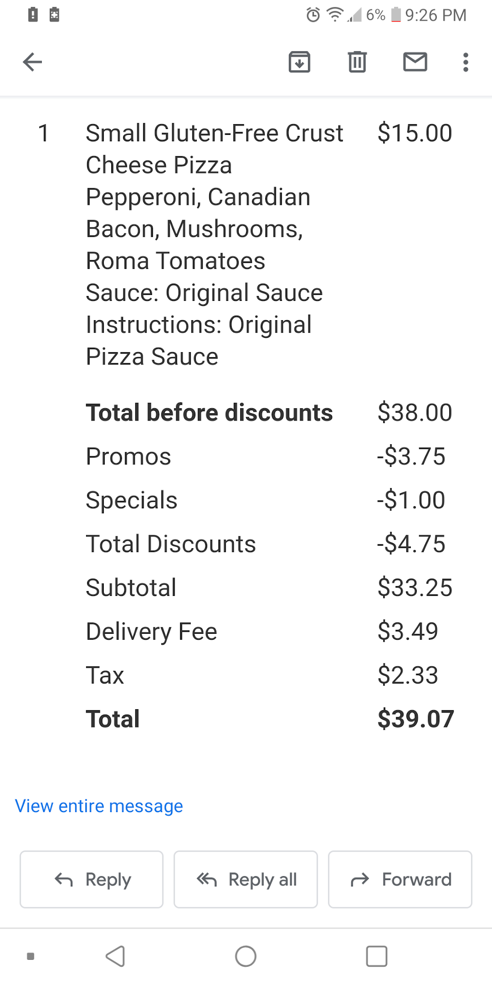 Papa Johns Pizza Menu