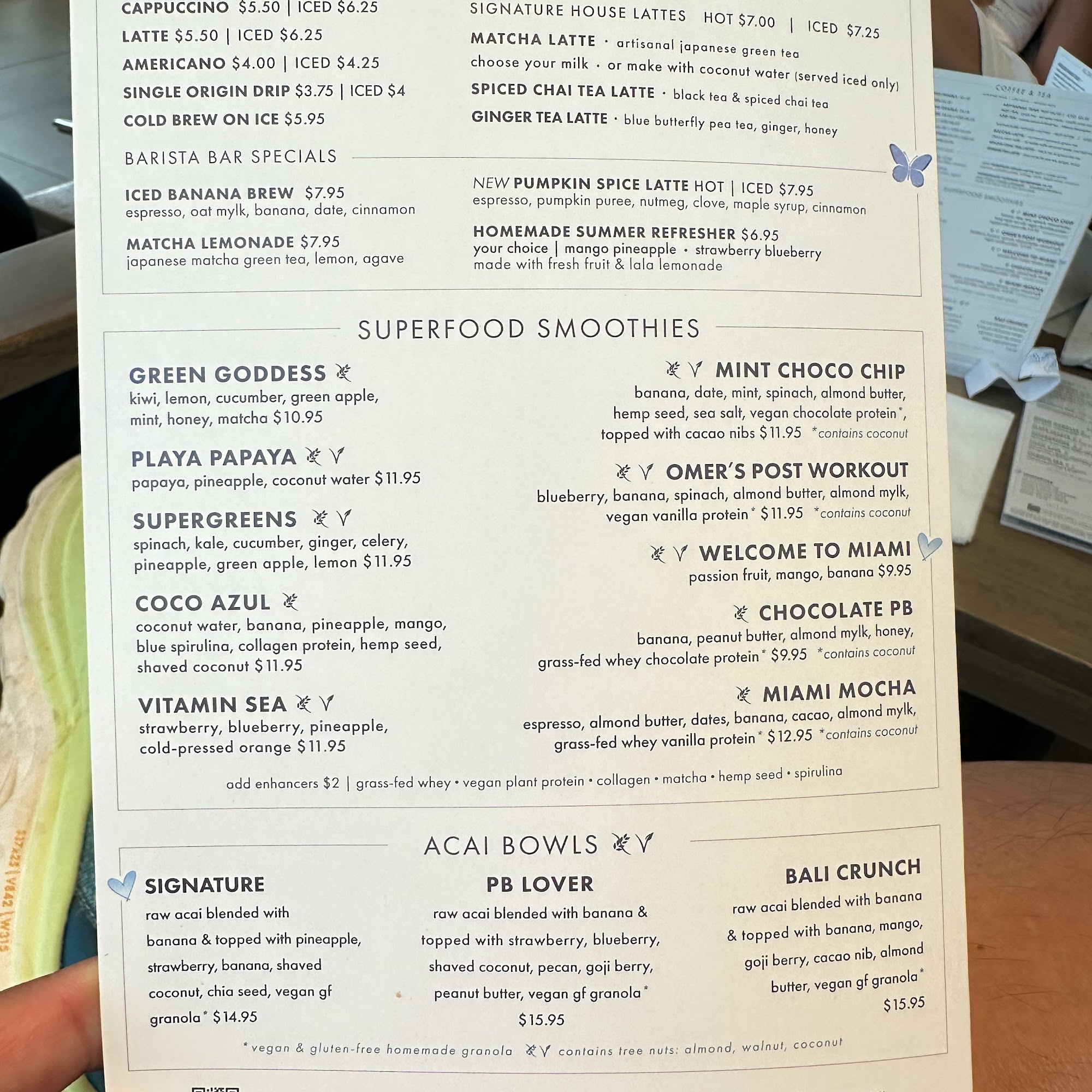 Pura Vida Miami Menu