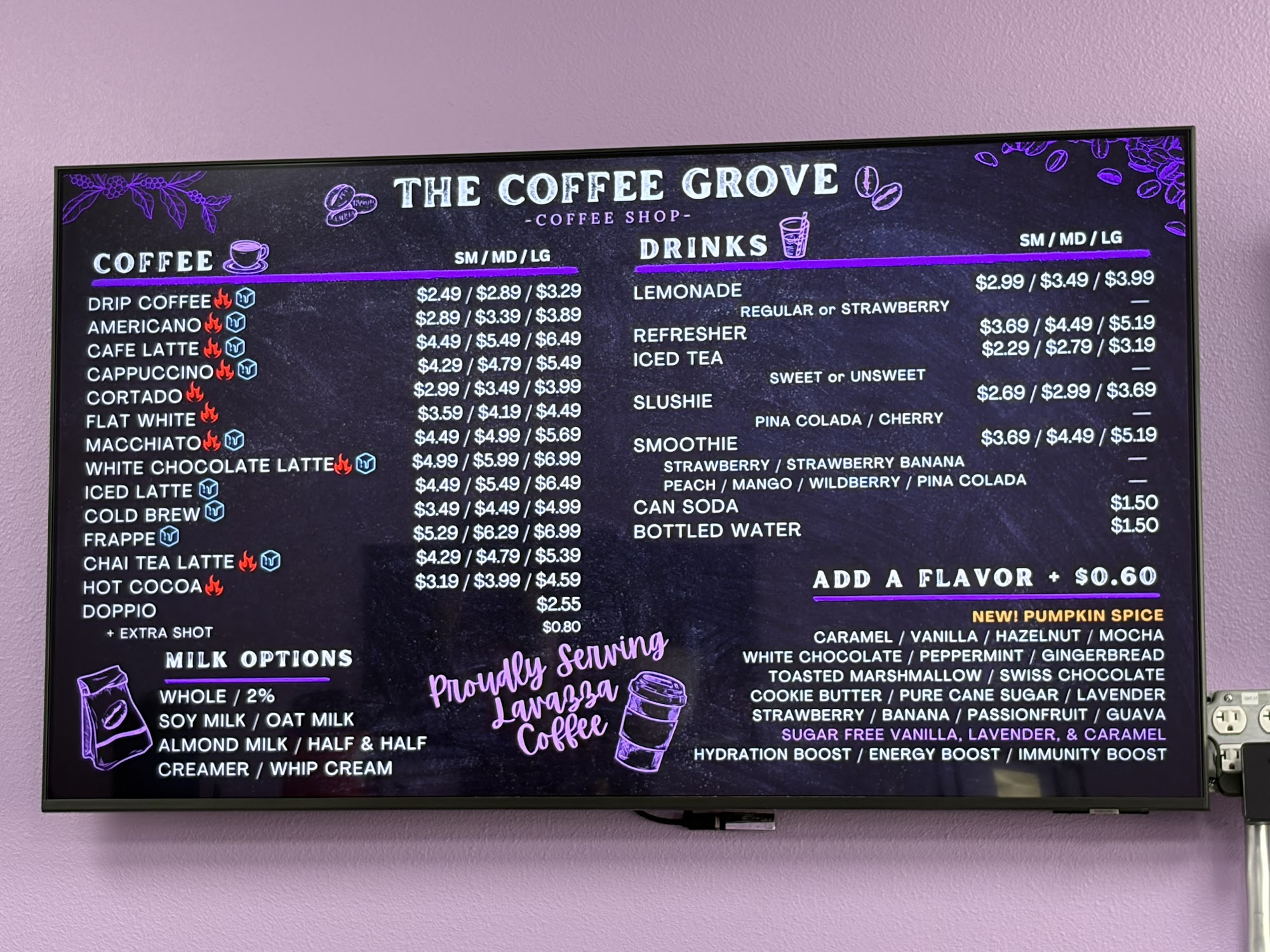 The Coffee Grove Corp Menu