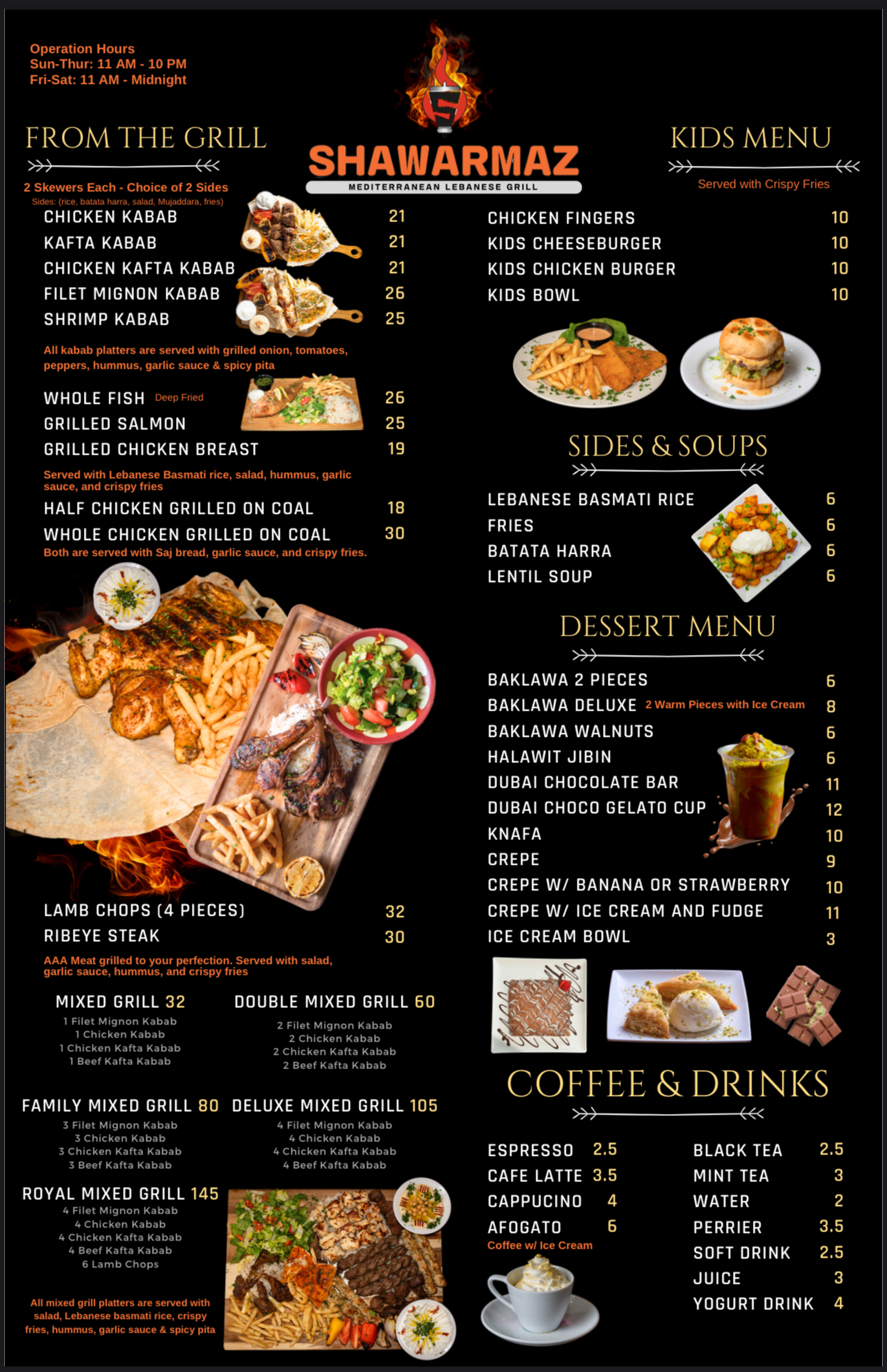 SHAWARMAZ MEDITERRANEAN GRILL Menu