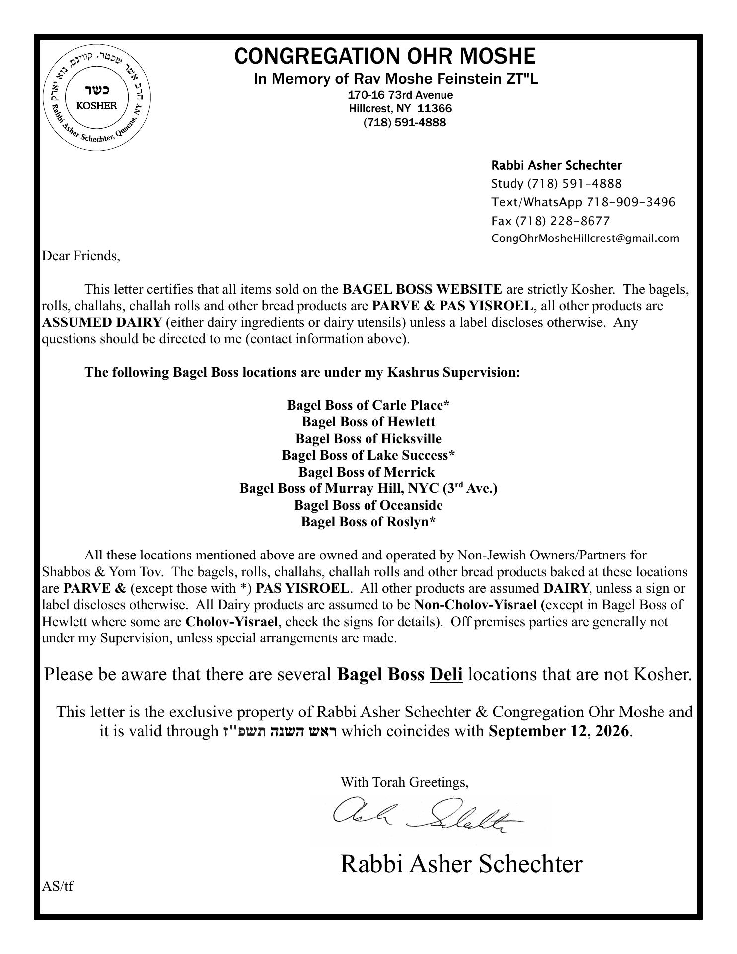 Bagel Boss David Posnack JCC Menu