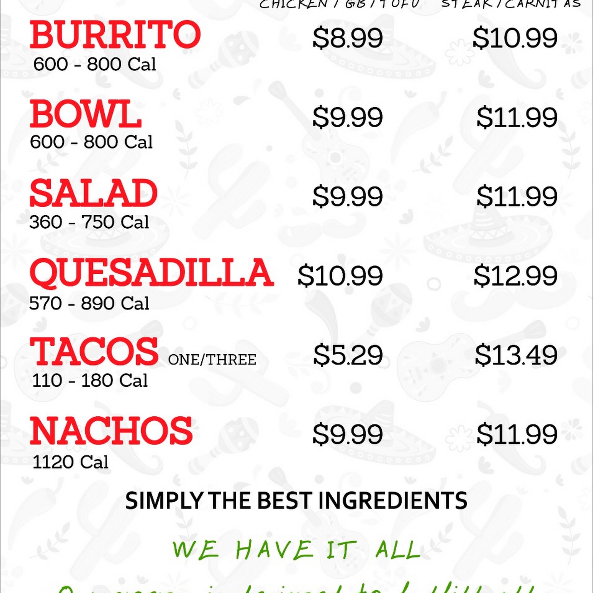 La Rural Mexican Grill Davie Menu