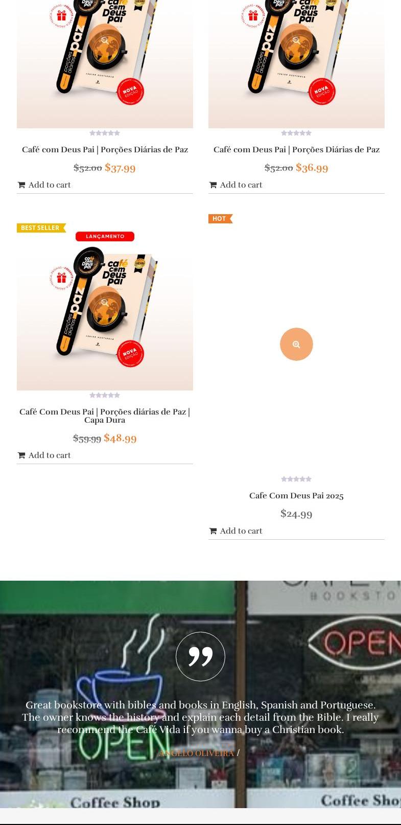 Café Vida Christian Bookstore Menu