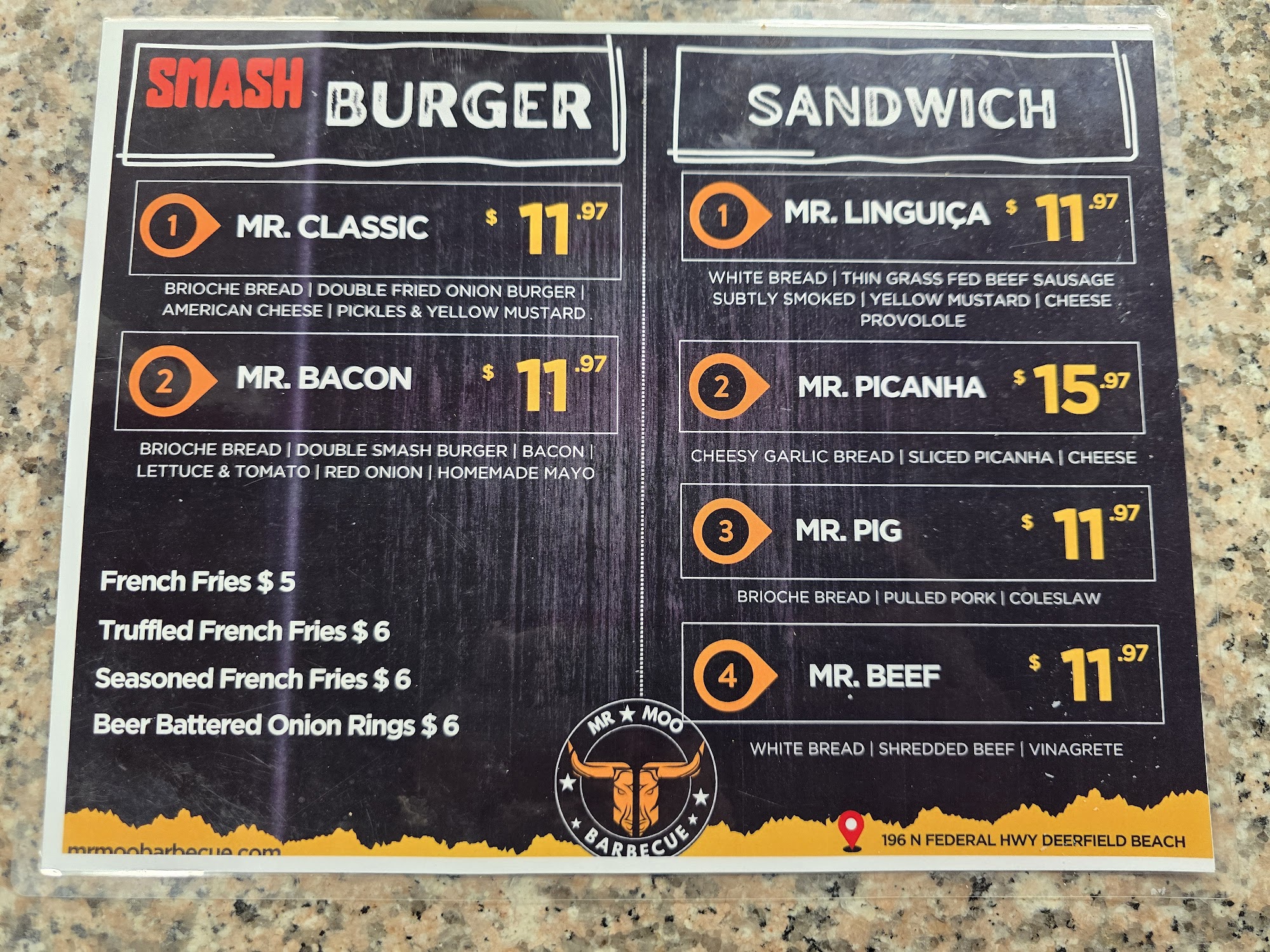 Mr Moo Barbecue Menu