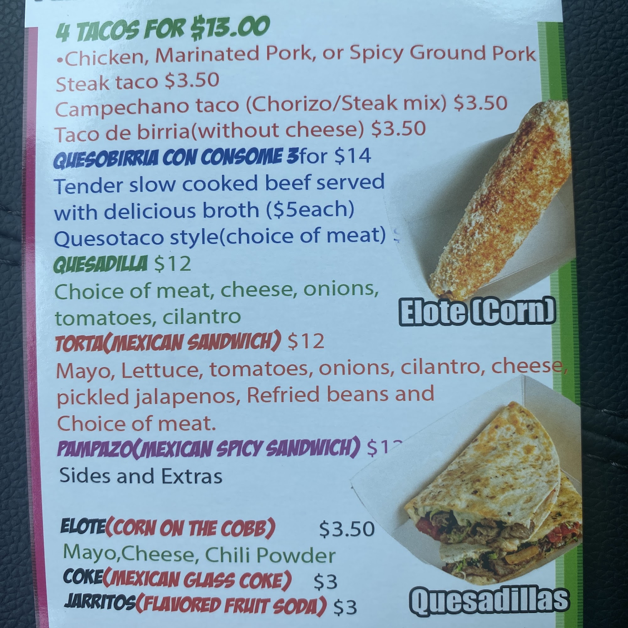 Lino’s refresqueria Menu