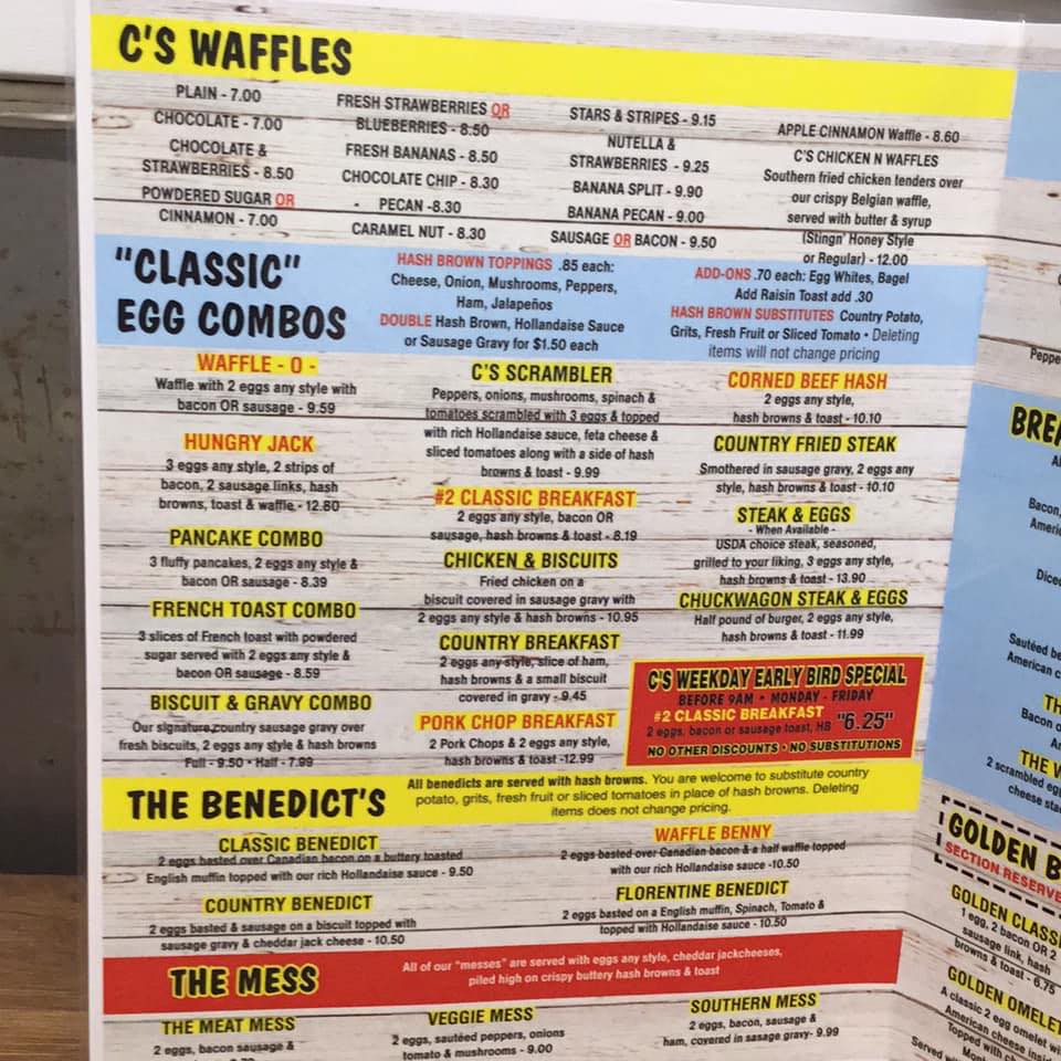 C's Waffles Deland Menu