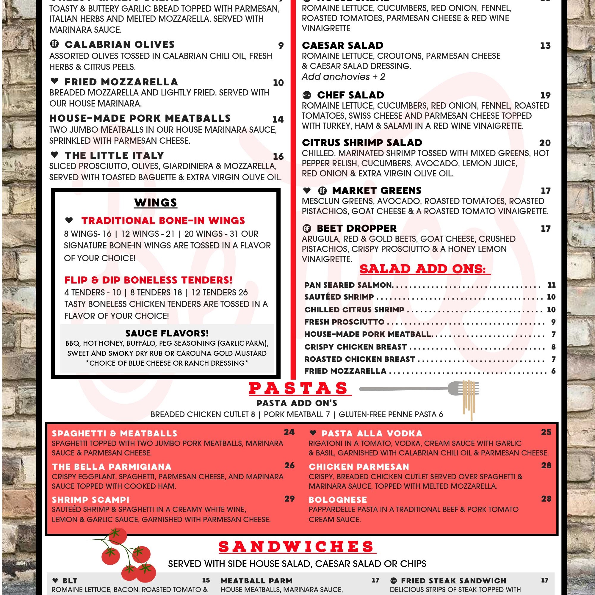 Square Peg Pizzeria Menu