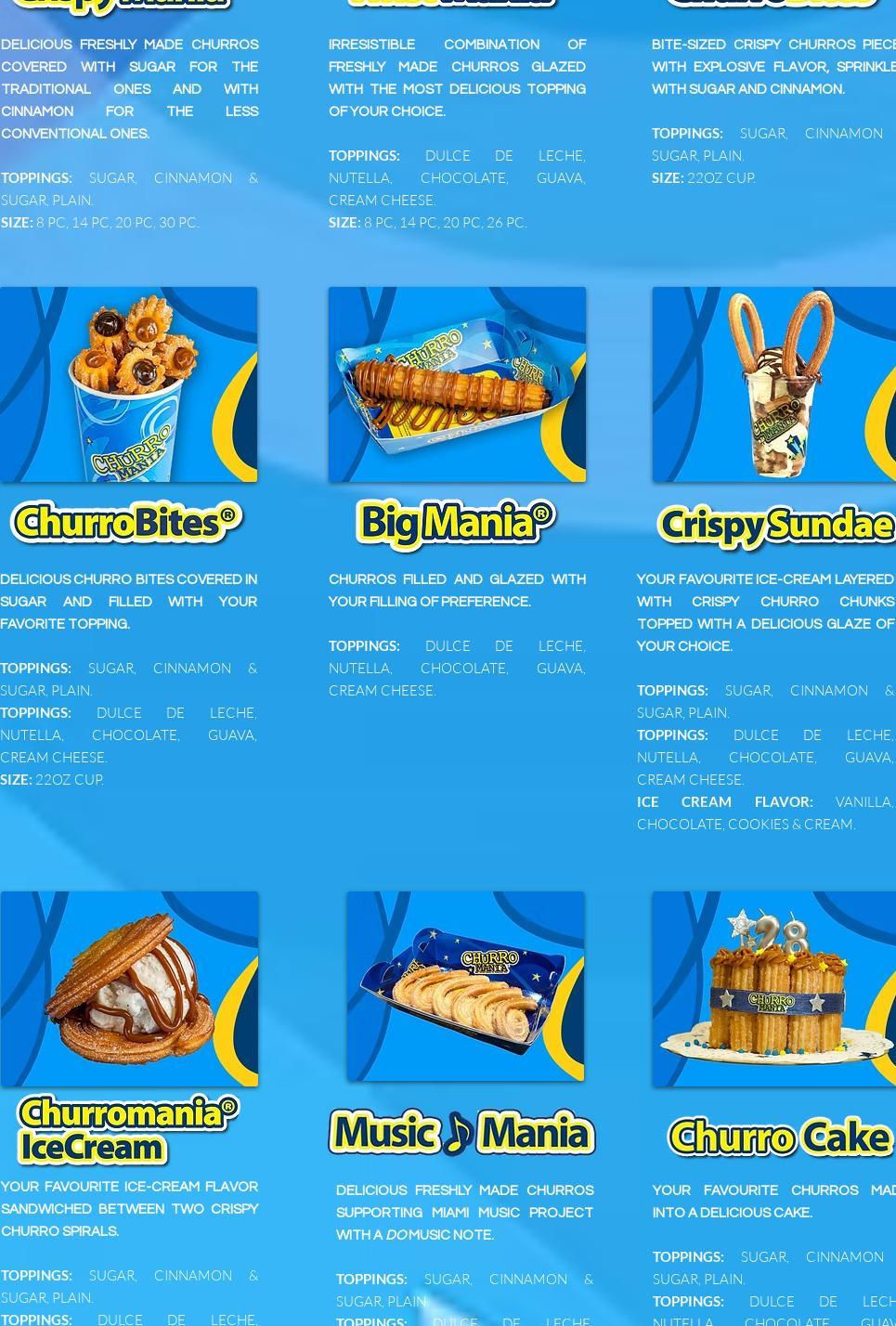Churromania Doral Menu