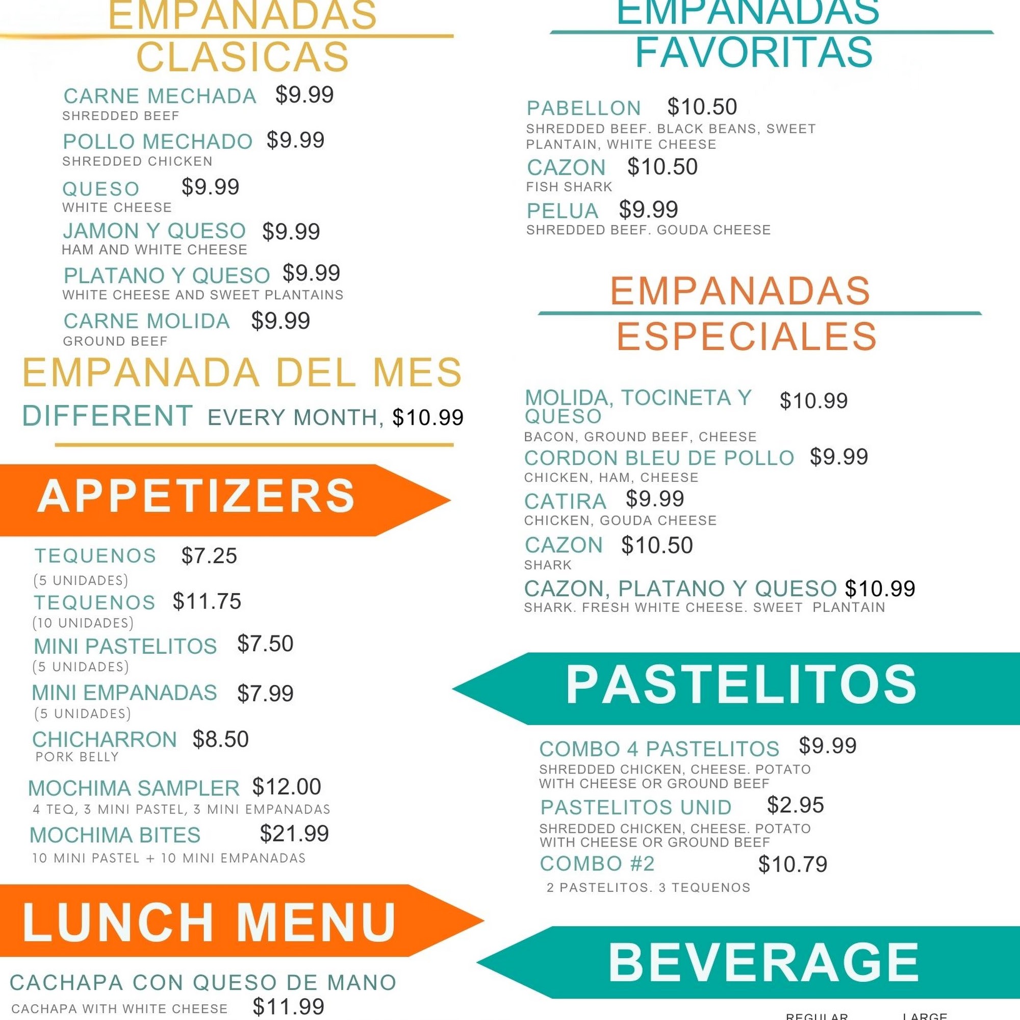 Mochima Bistró Doral Menu