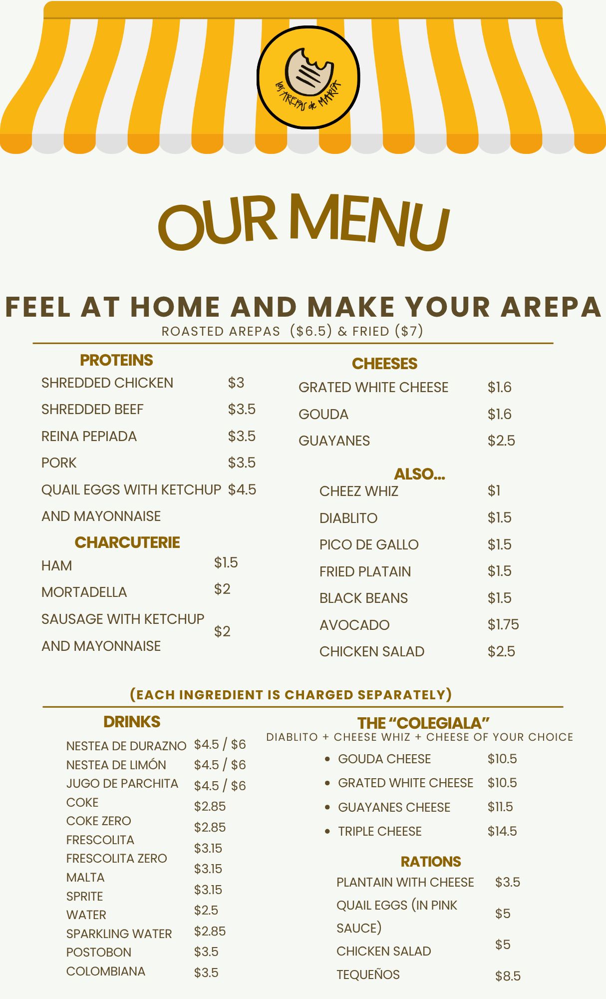 Las Arepas De Maria - Doral Yard Menu