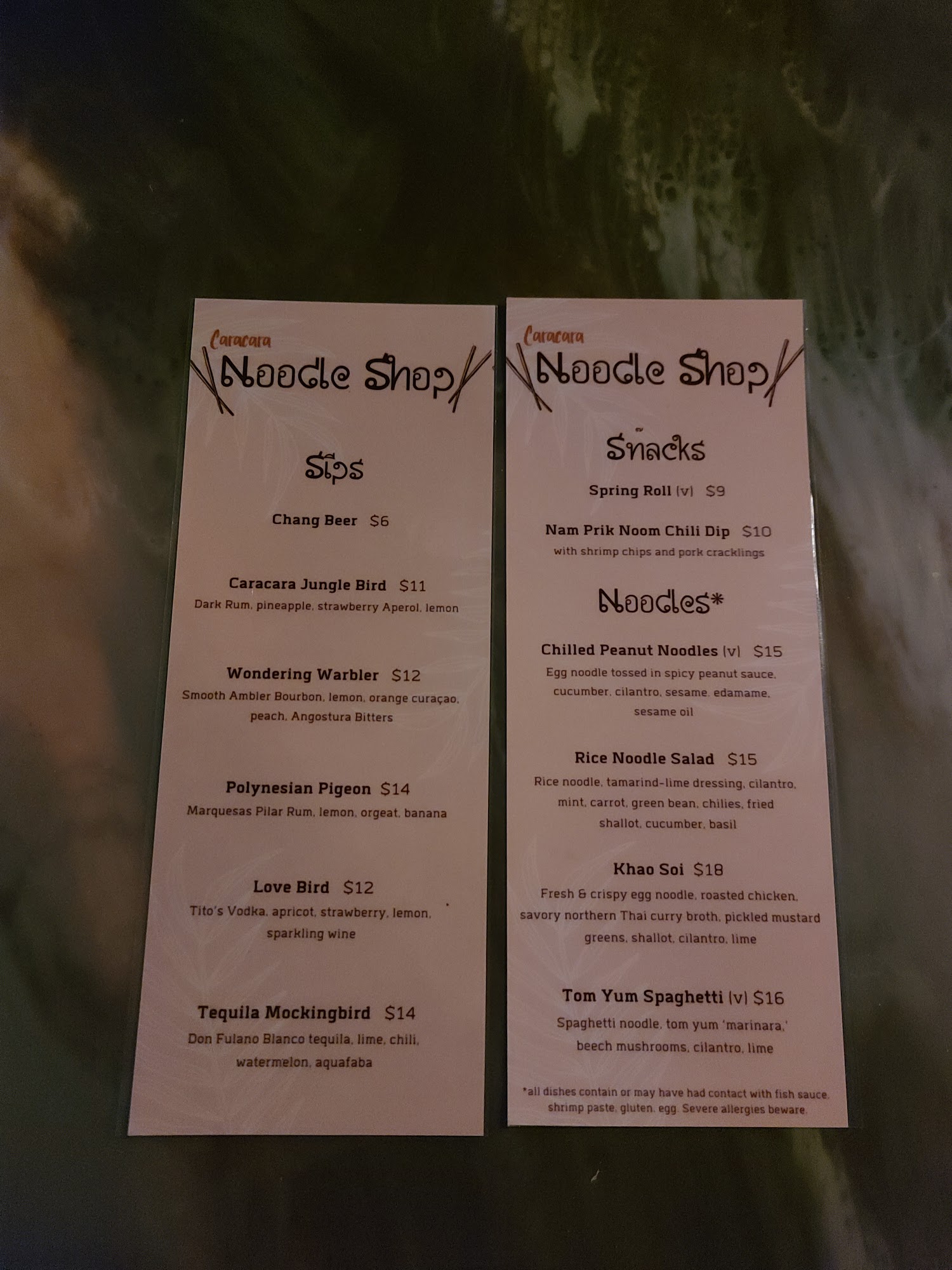 The Nest at Caracara Menu