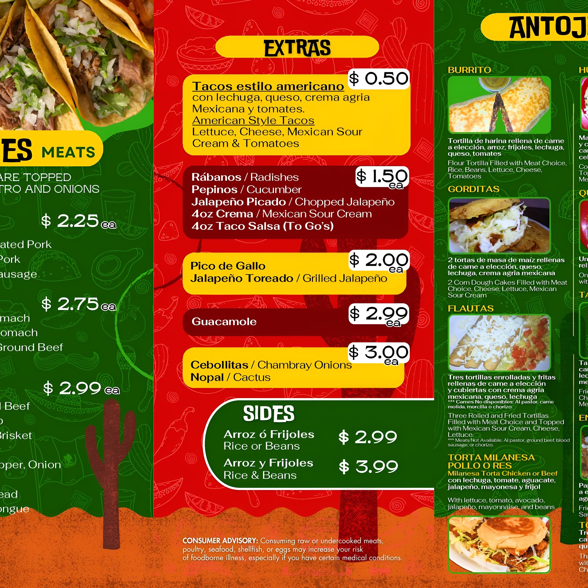 Enrico's Tacos Menu