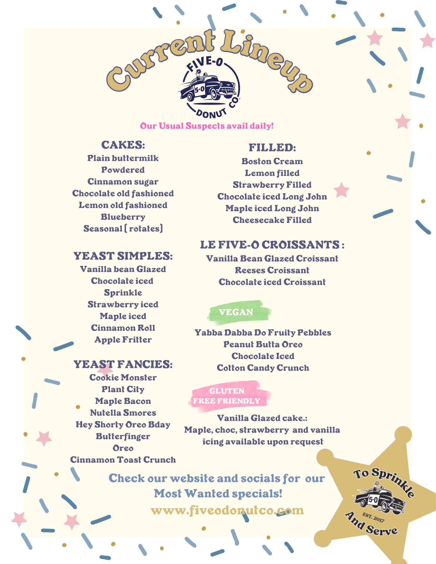 Five-O Donut Co - Ellenton Menu