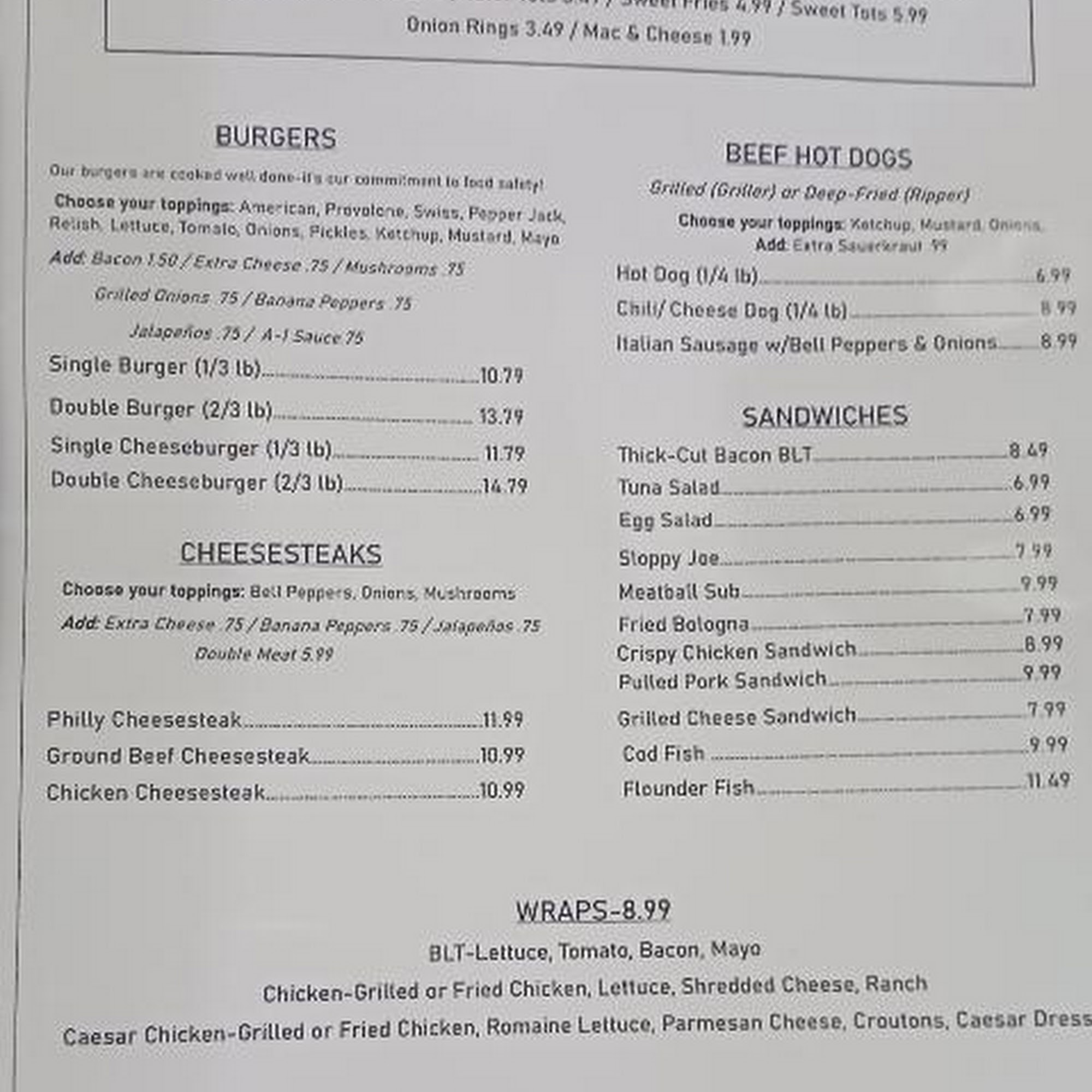 Nena’s Wings & Things Menu