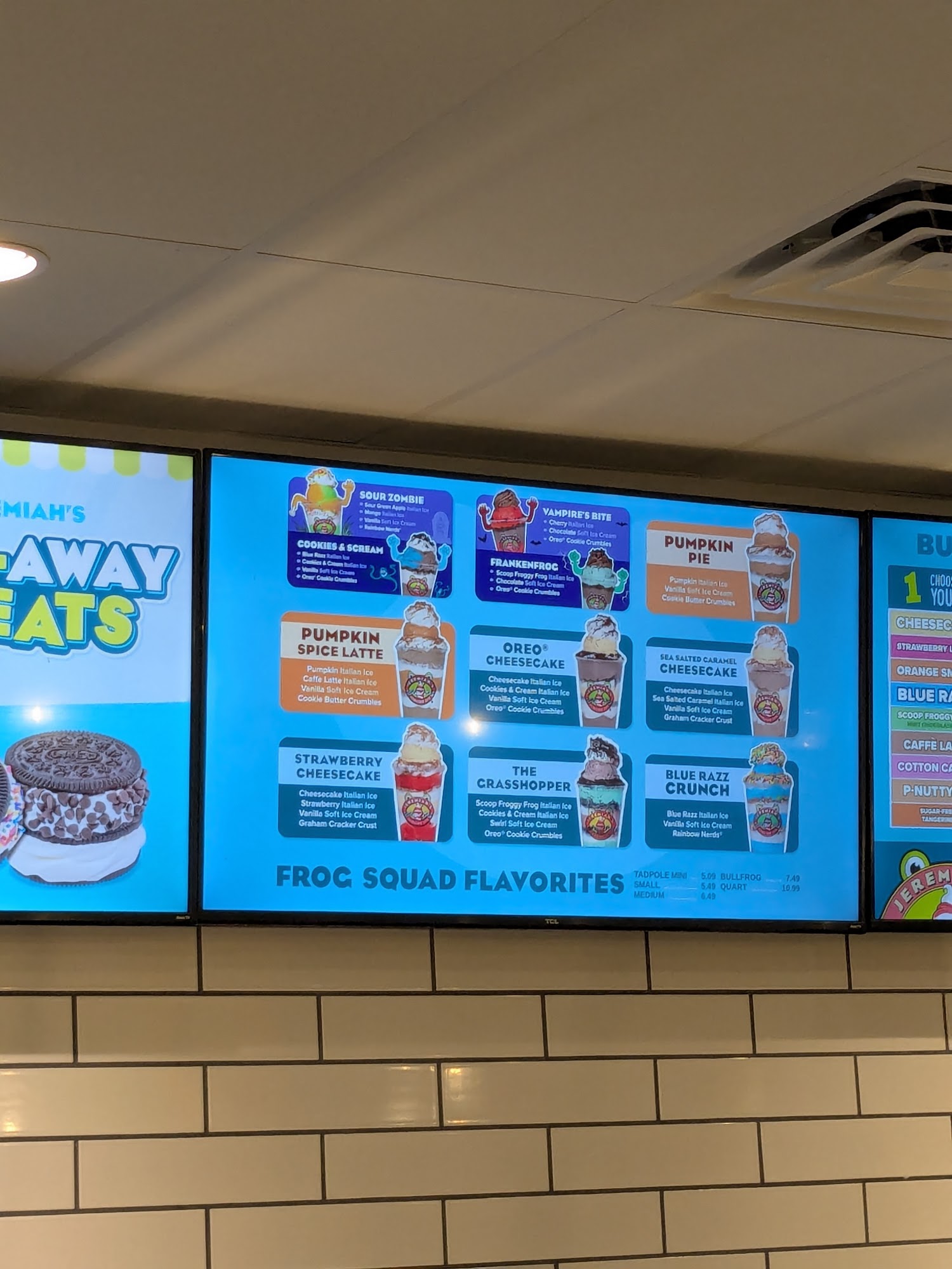 Jeremiah's Italian Ice Menu
