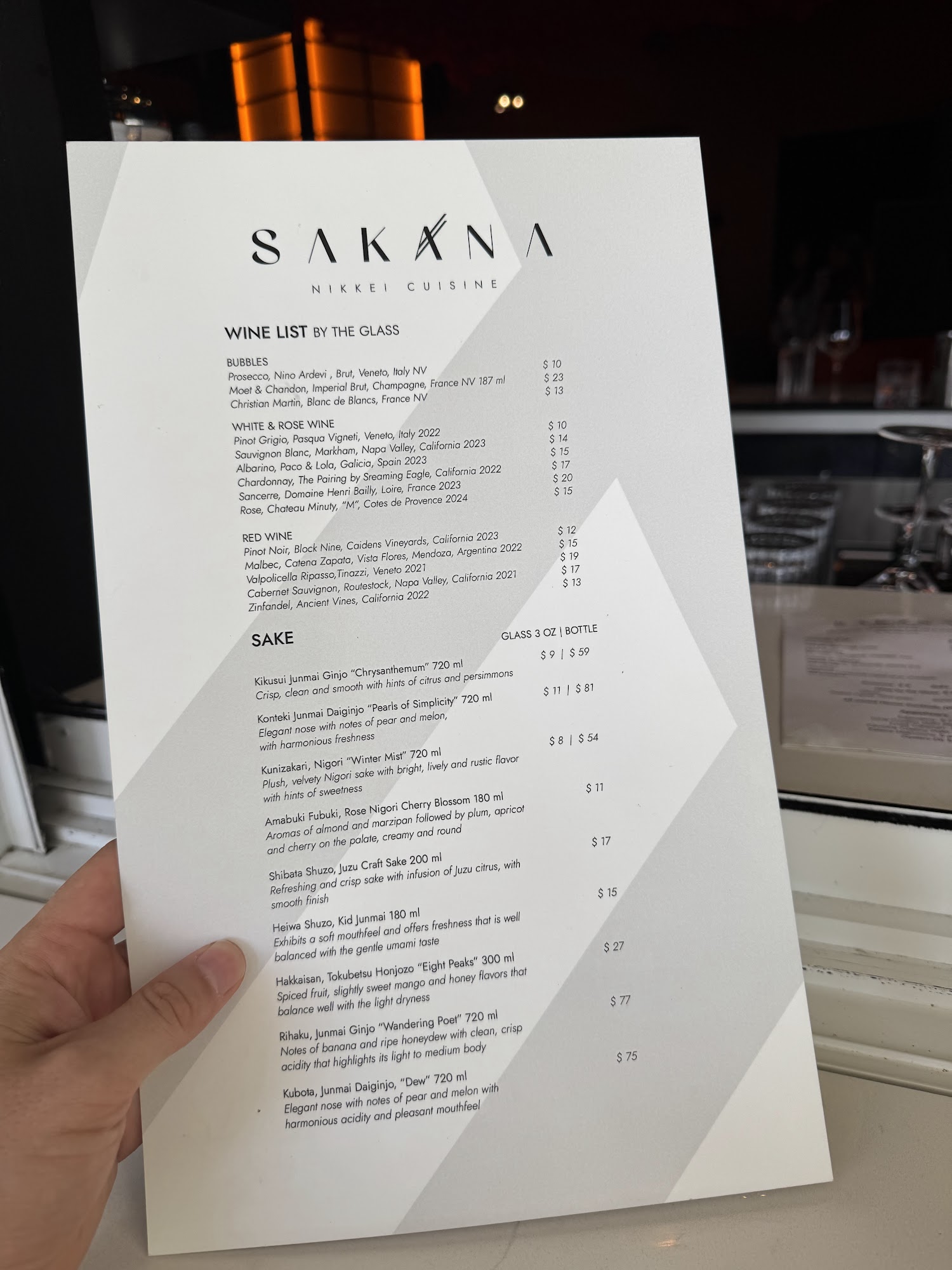 Sakana Nikkei Menu