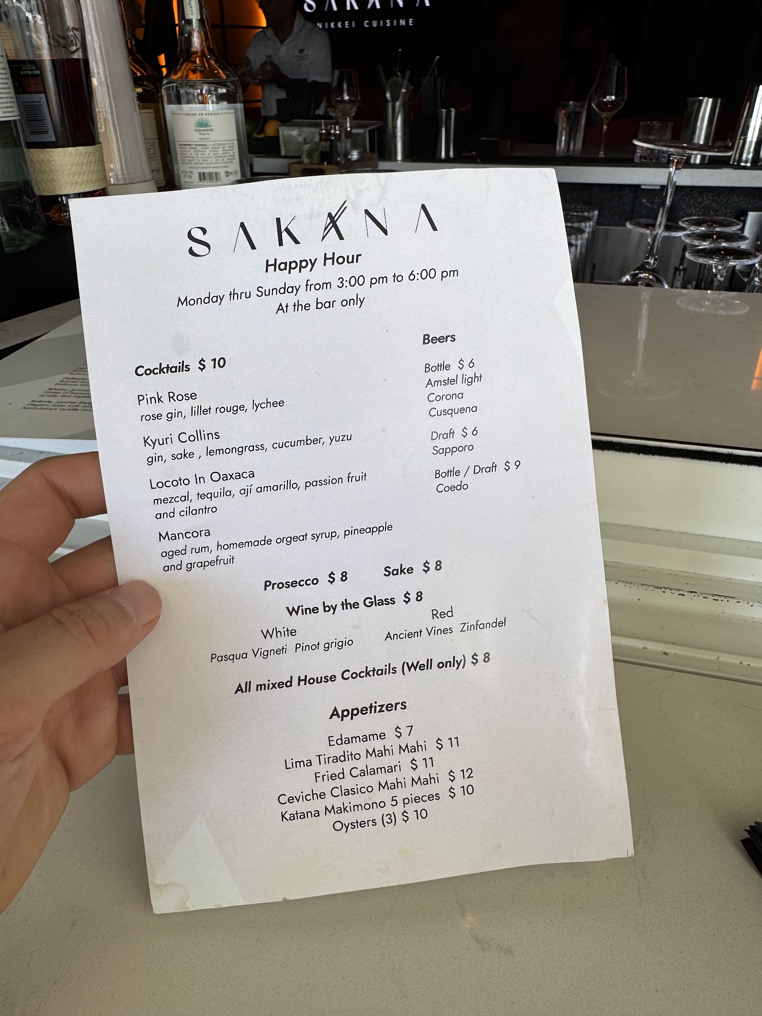 Sakana Nikkei Menu