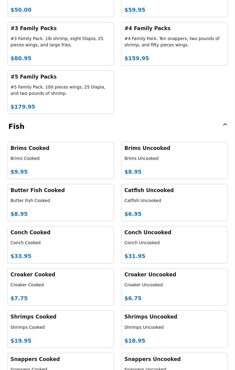 Pleasures of the Sea Sistrunk Menu