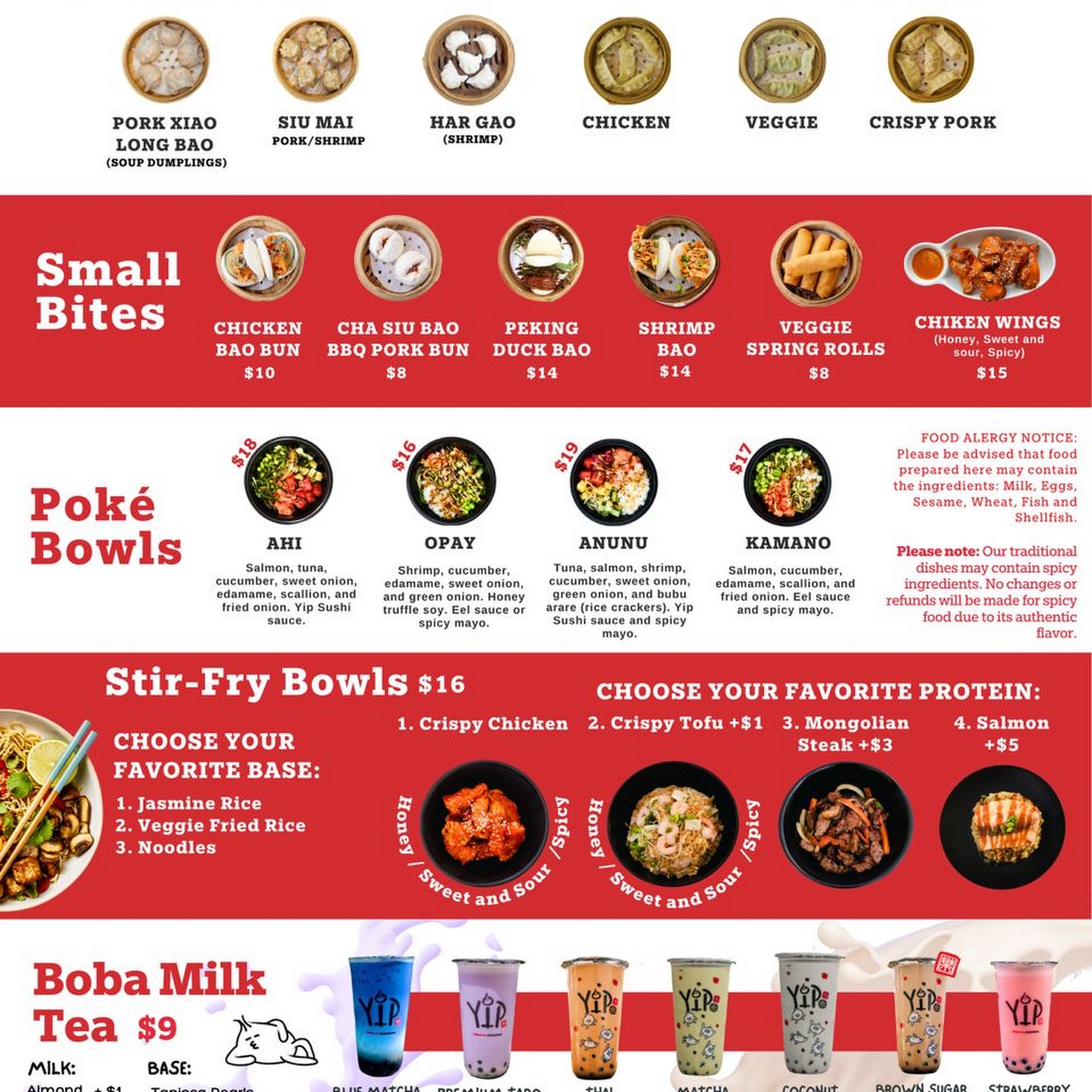 Yip Fort Lauderdale Menu