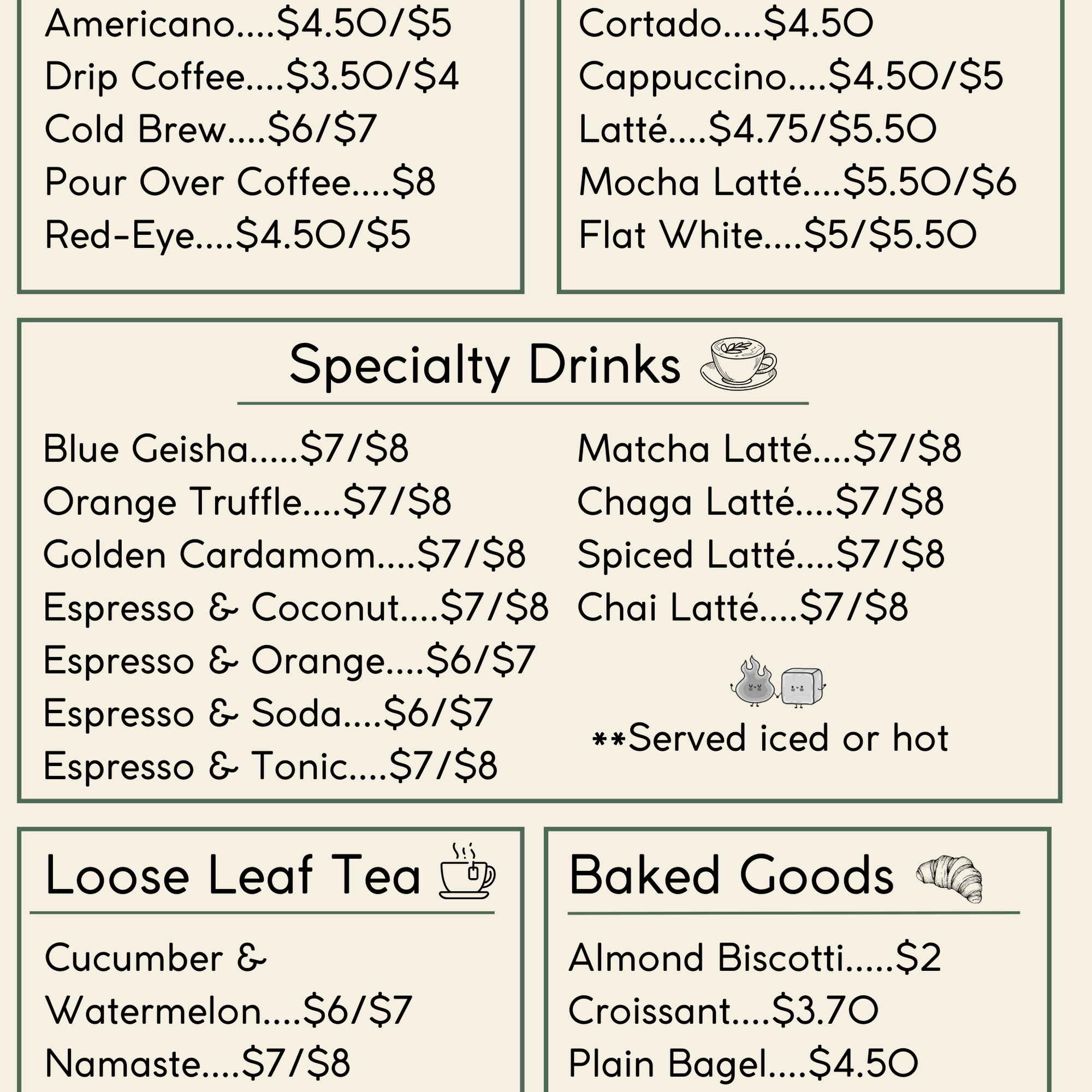 Emily's Garden Menu