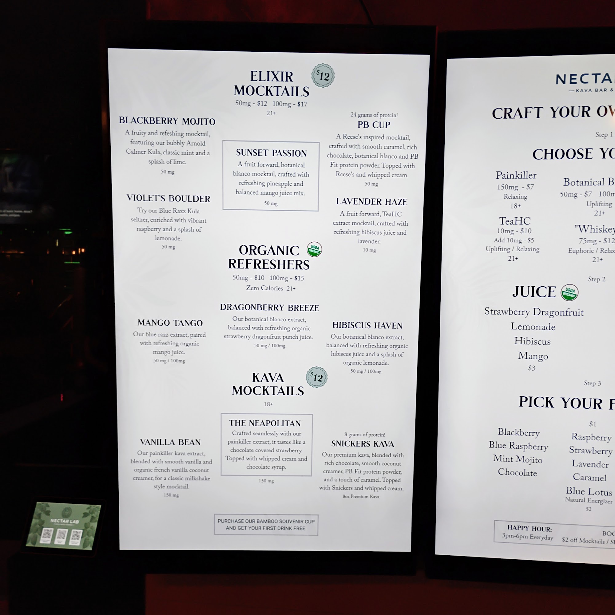 Nectar Lab Kava Bar Menu