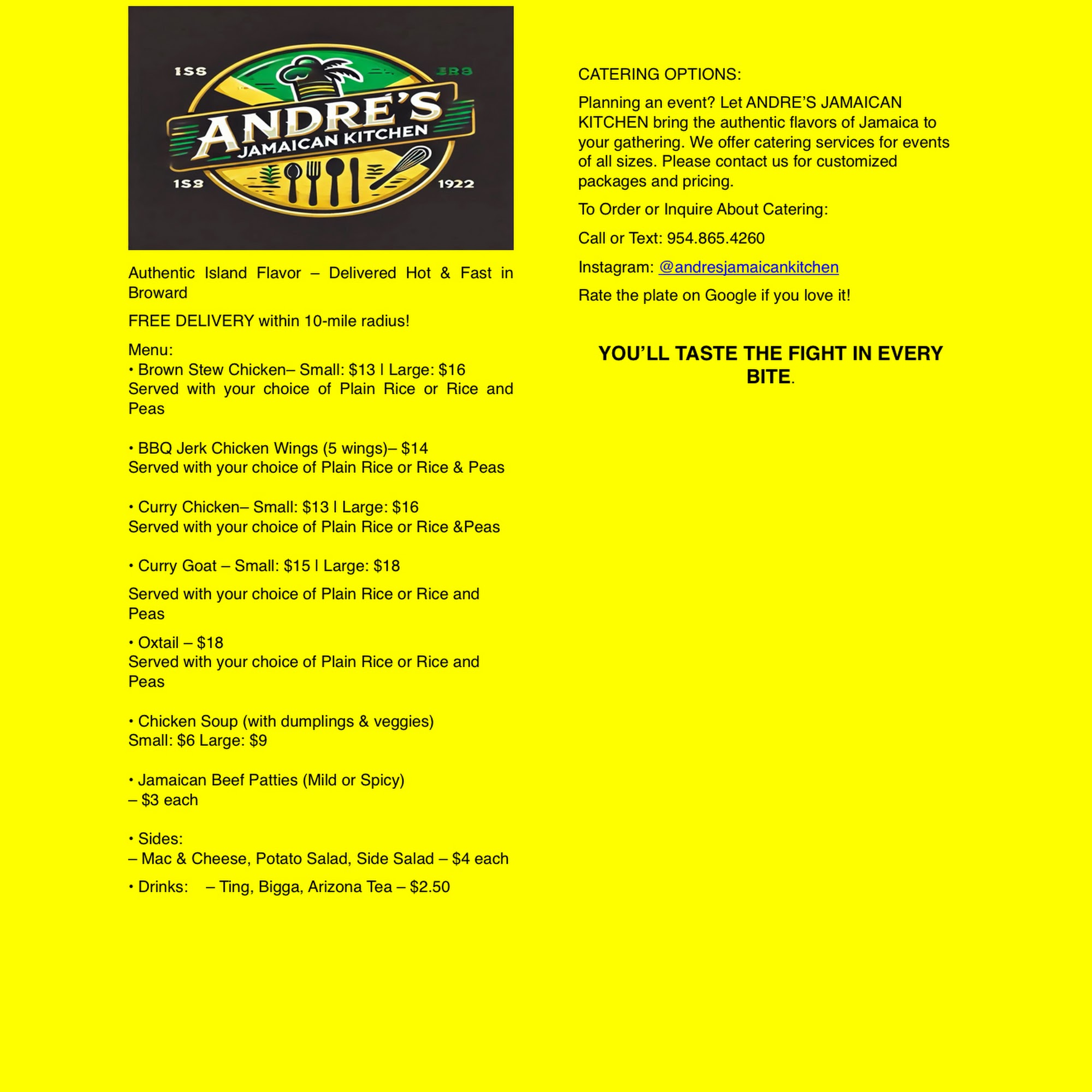 Andre’s Jamaican Kitchen Menu