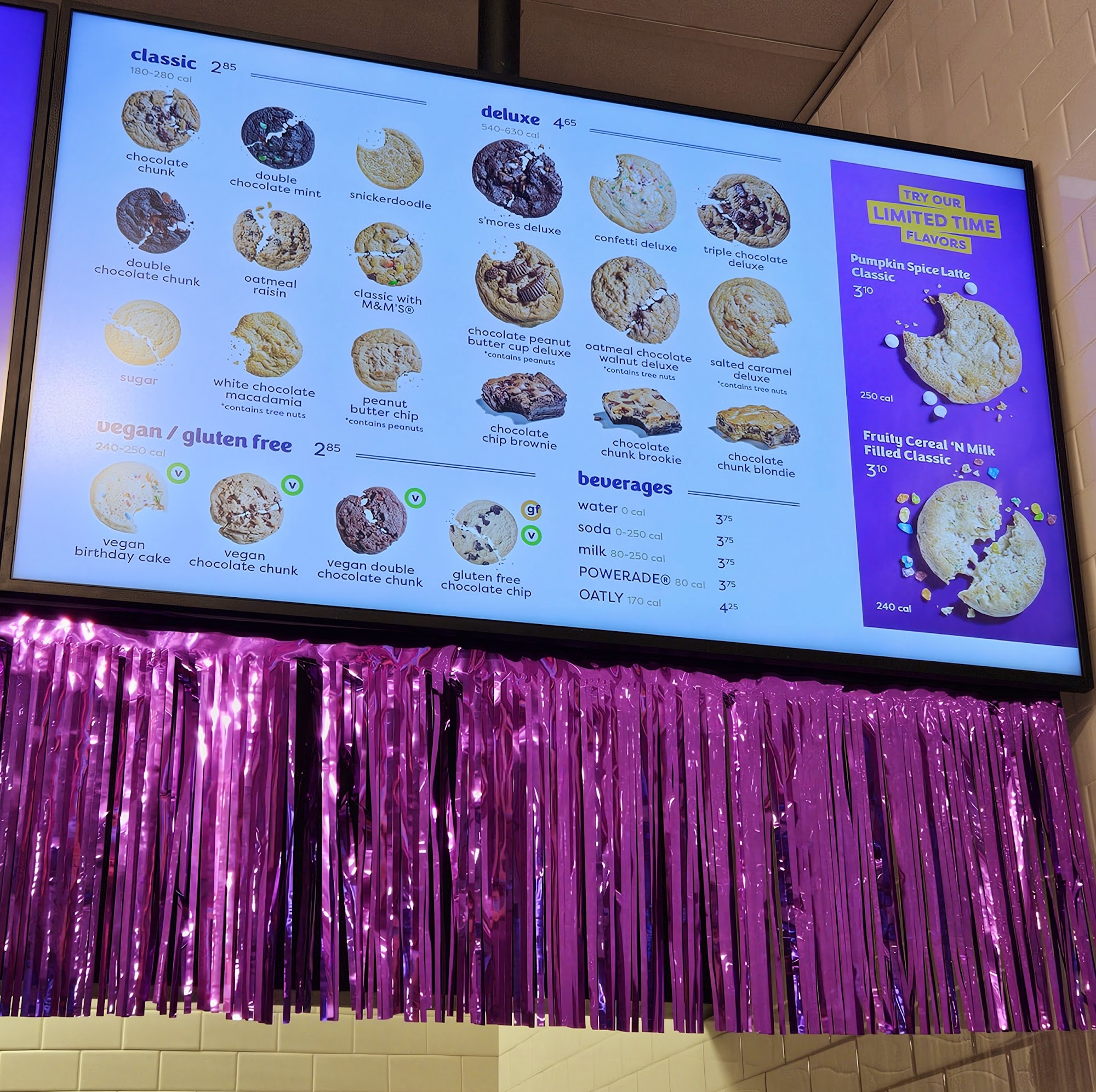 Insomnia Cookies Menu