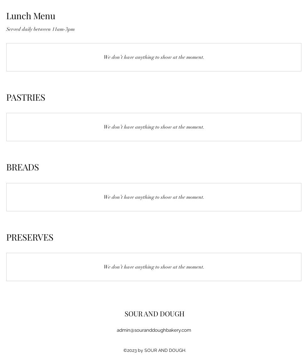 SOUR AND DOUGH BAKERY Menu