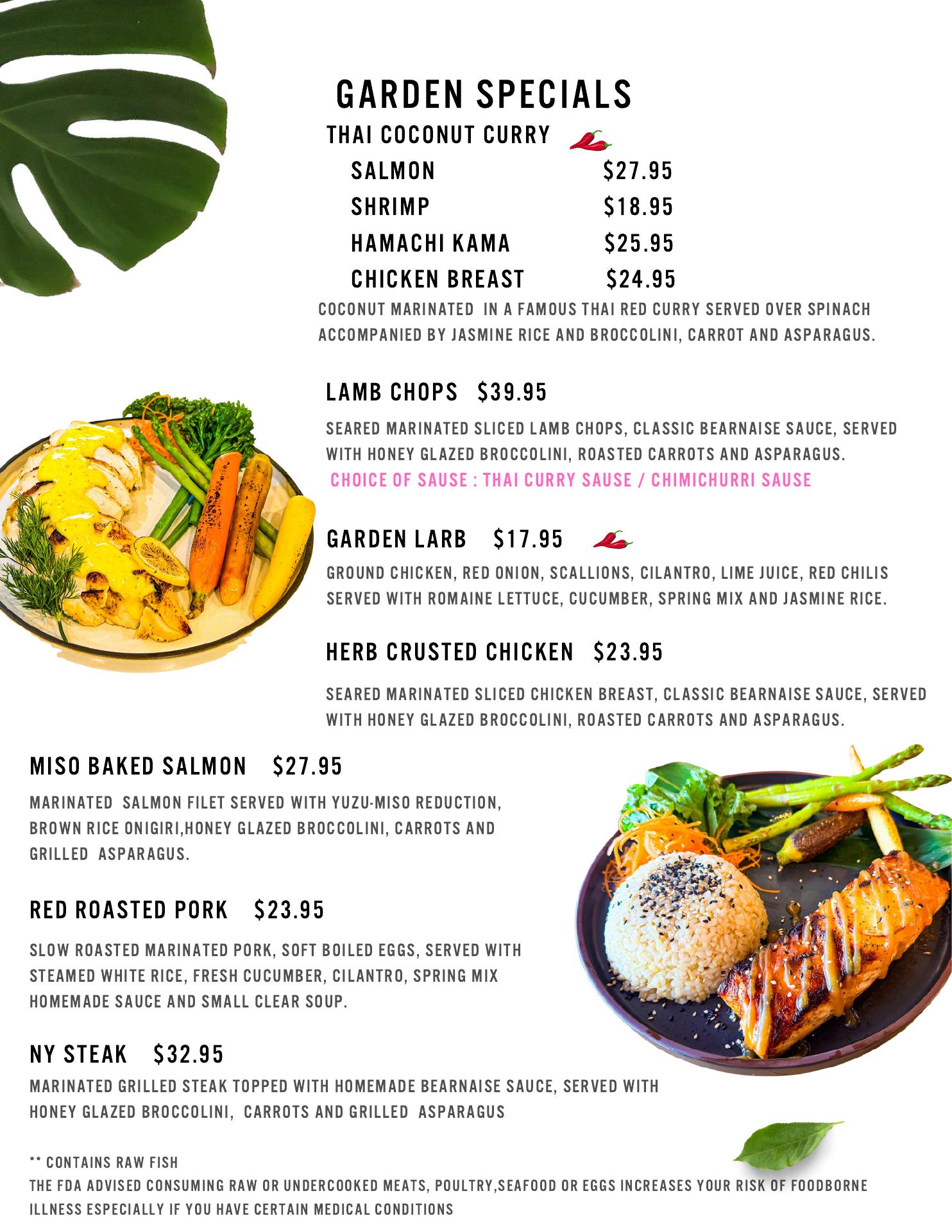 Happy Garden Cafe Brunch & Dinner Menu