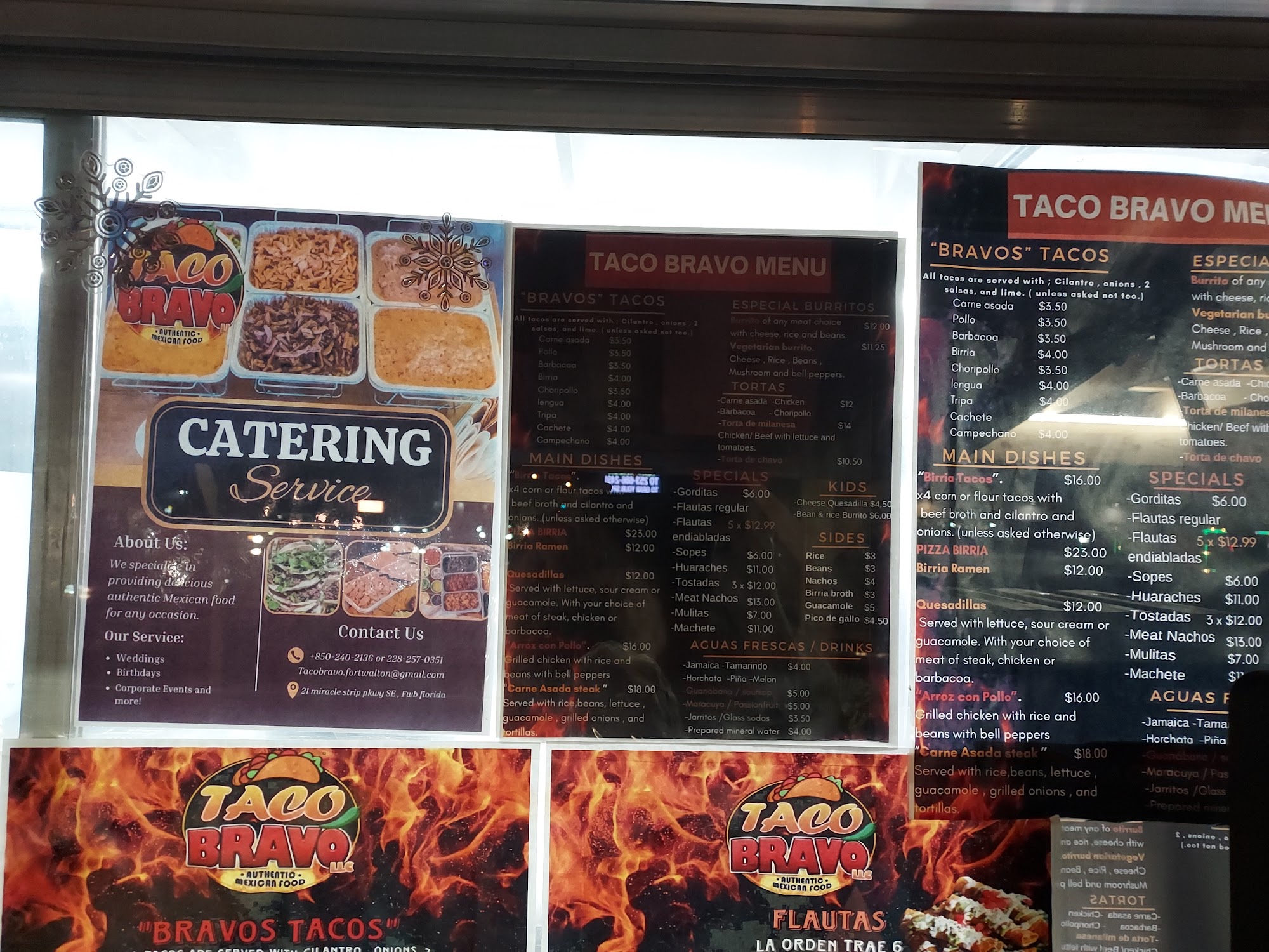 Taco bravo Menu