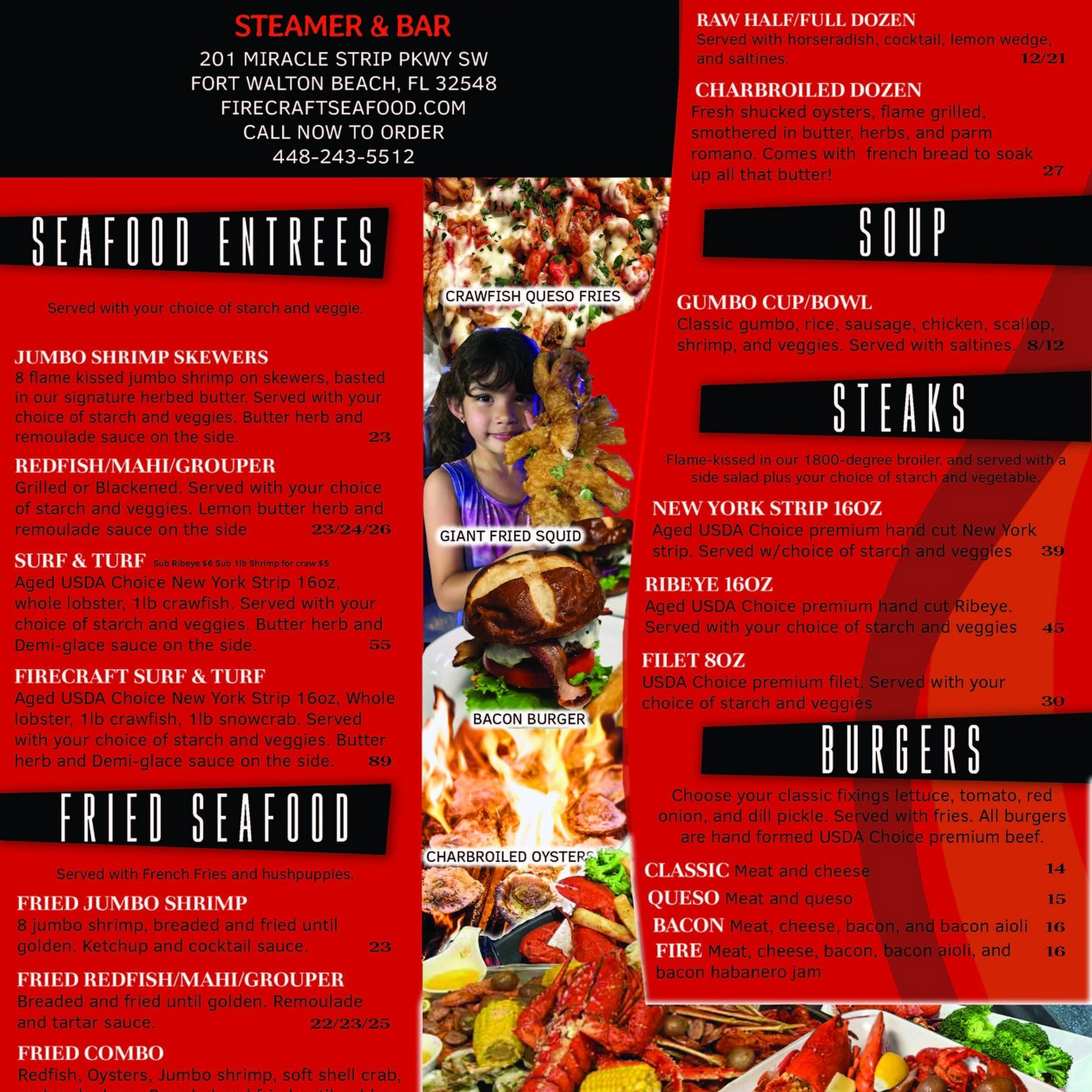 FireCraft Seafood Menu