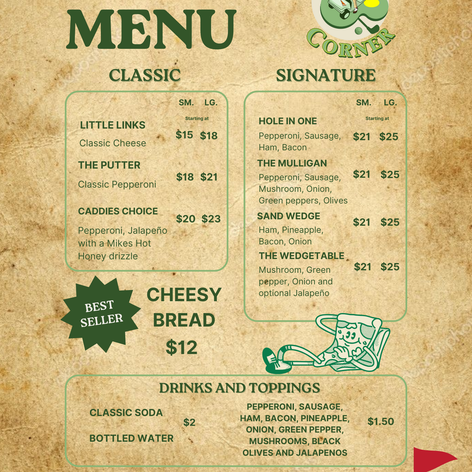 Caddies Corner Menu