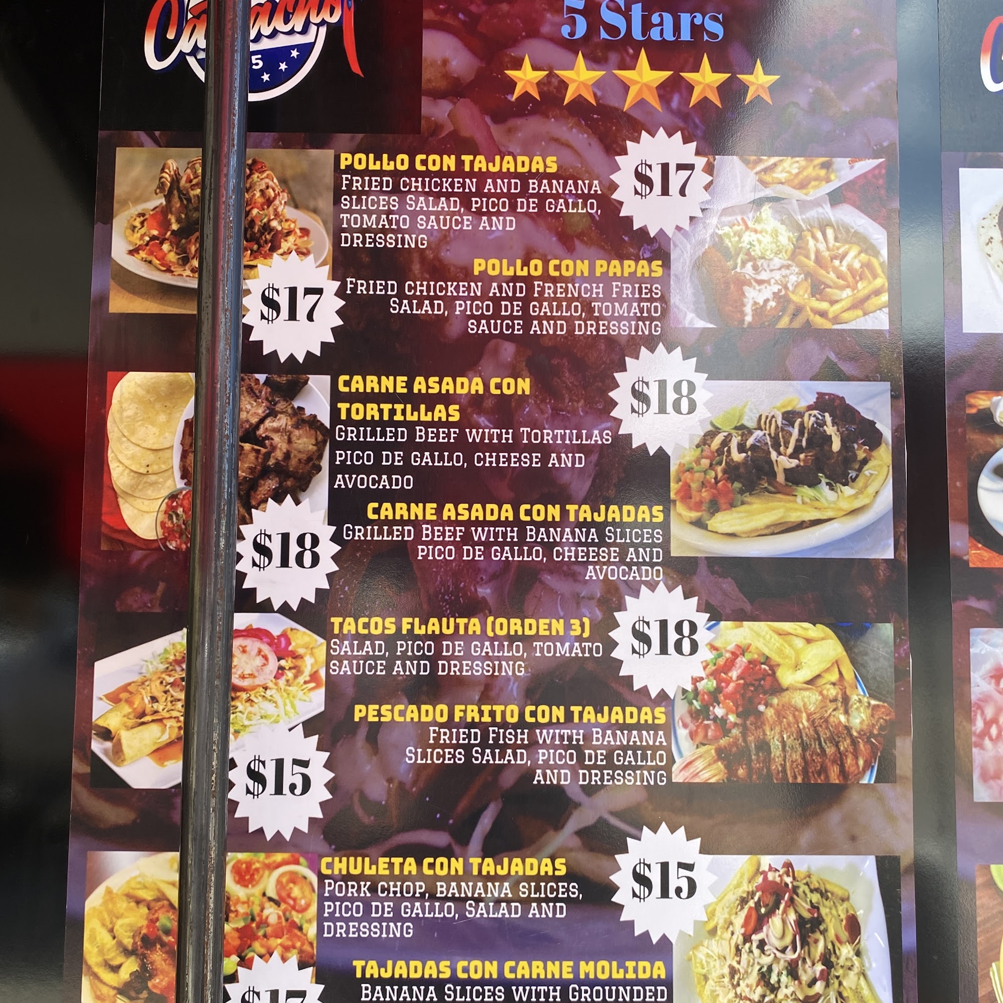 Sabor Catracho 5 Estrellas Menu