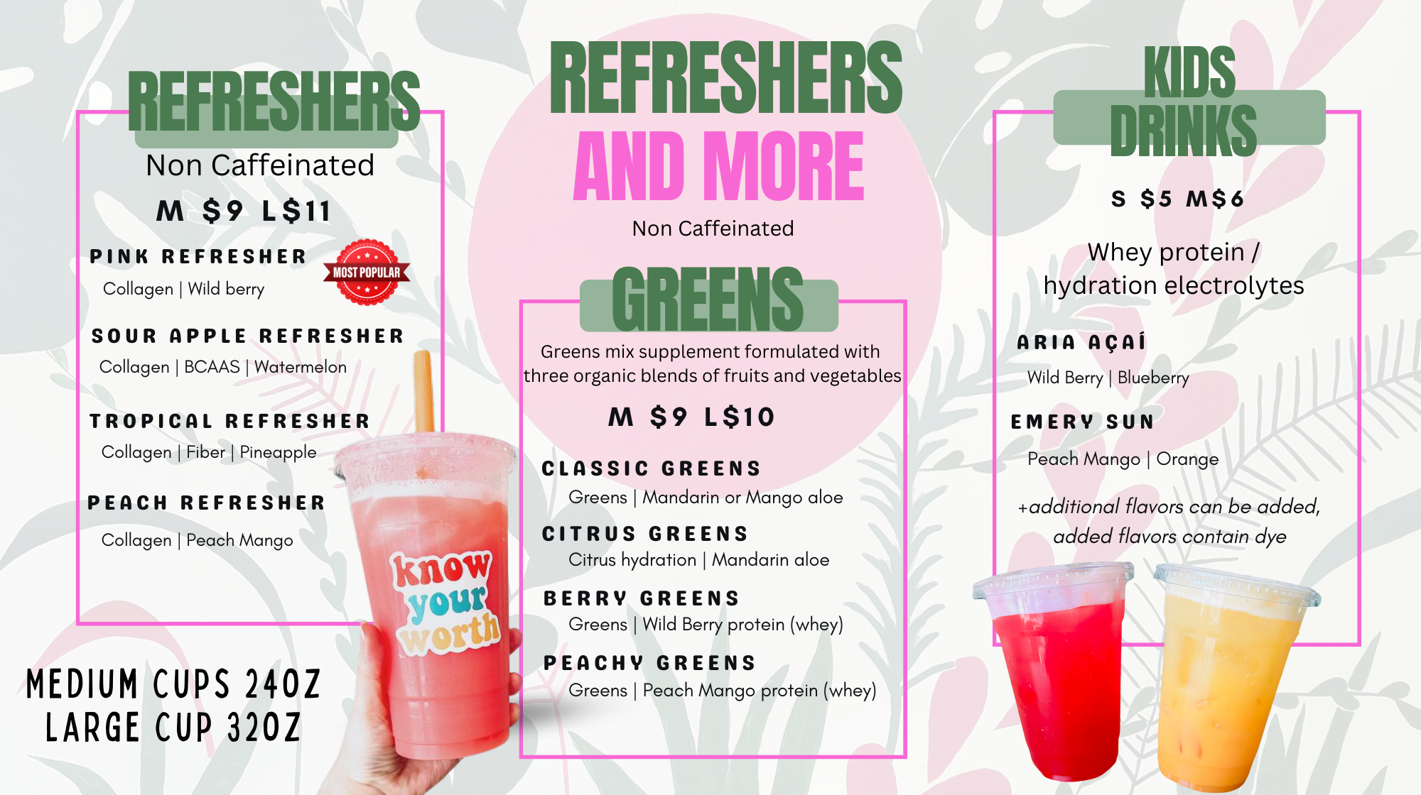 New Leaf Nutrition Fruit Cove Menu