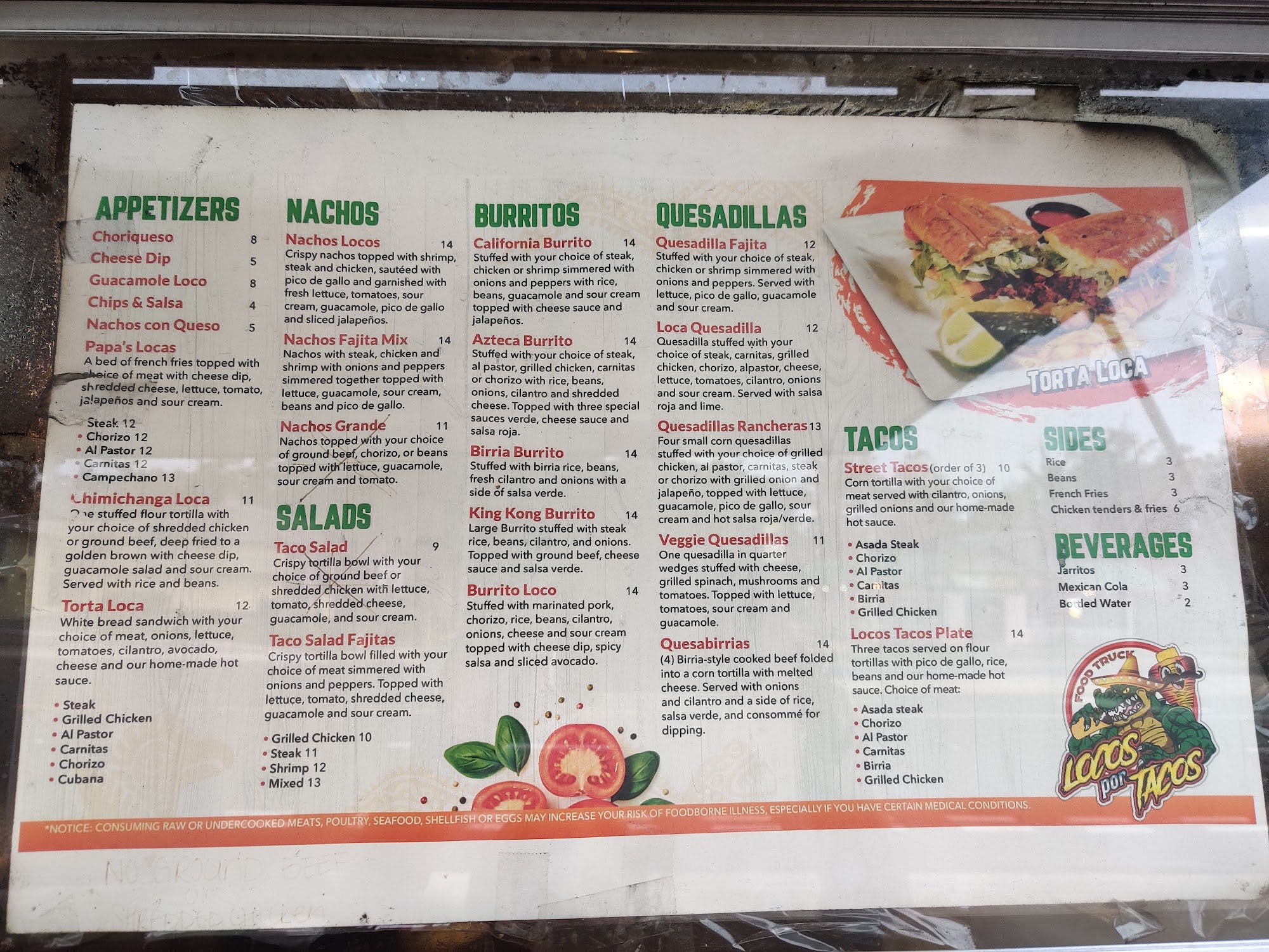 Locos por Tacos Food Truck Menu