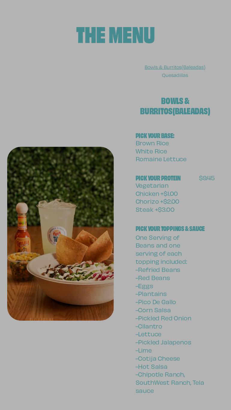 Tela - Latin Grill Menu