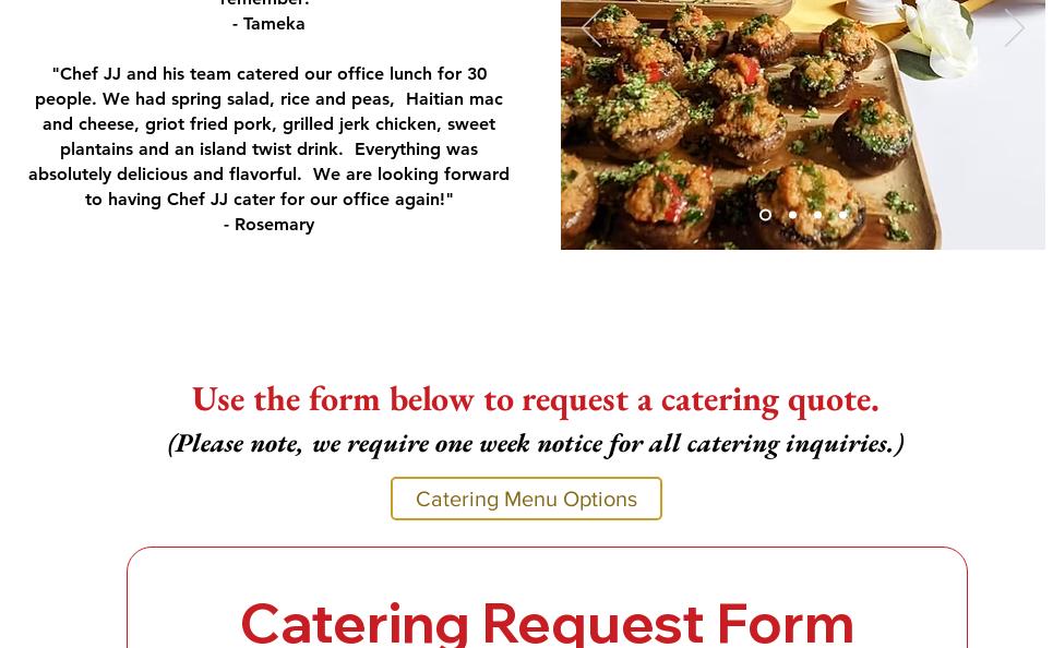 Chef JJ Creations Menu