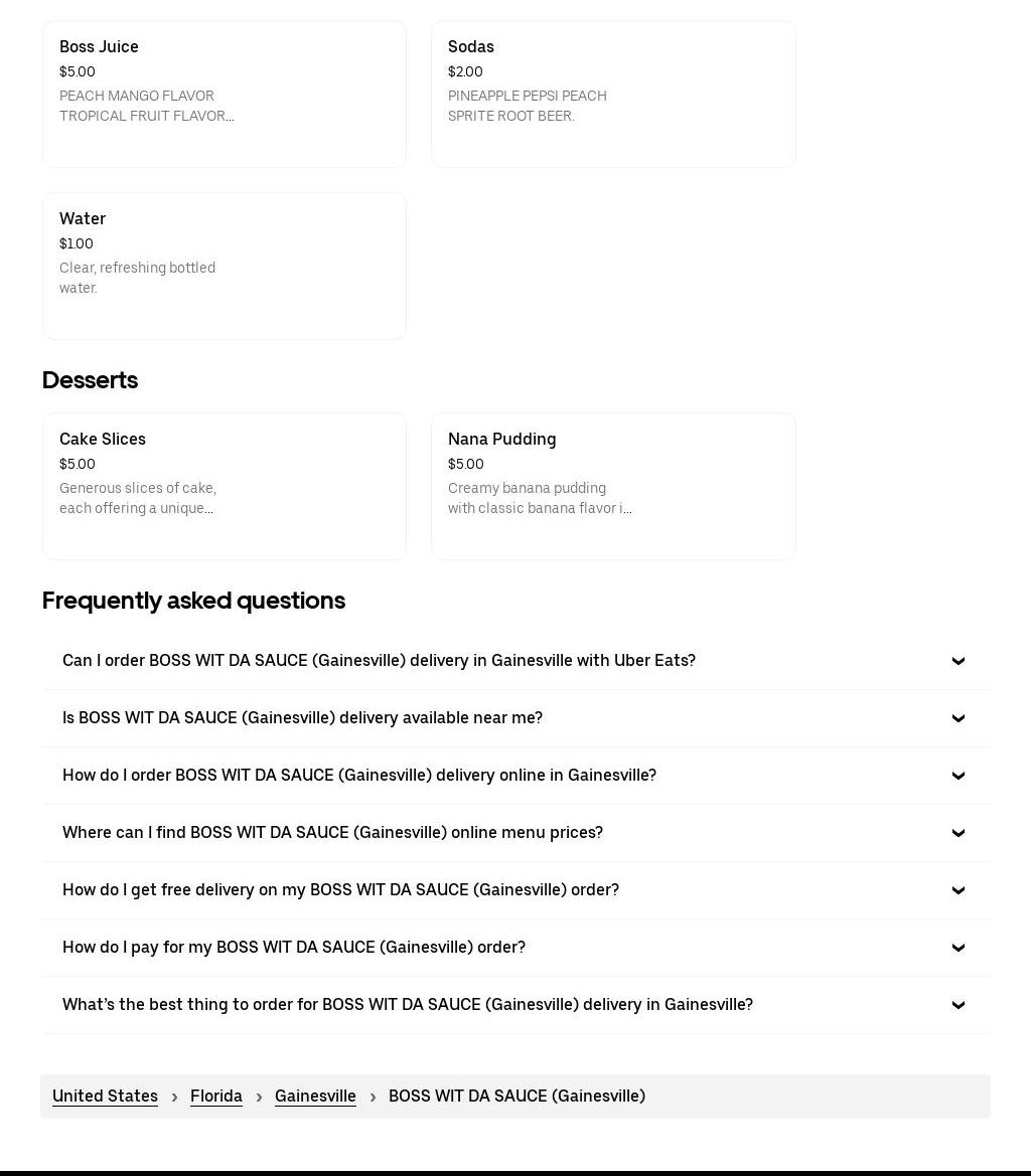 BOSS WIT DA SAUCE Menu