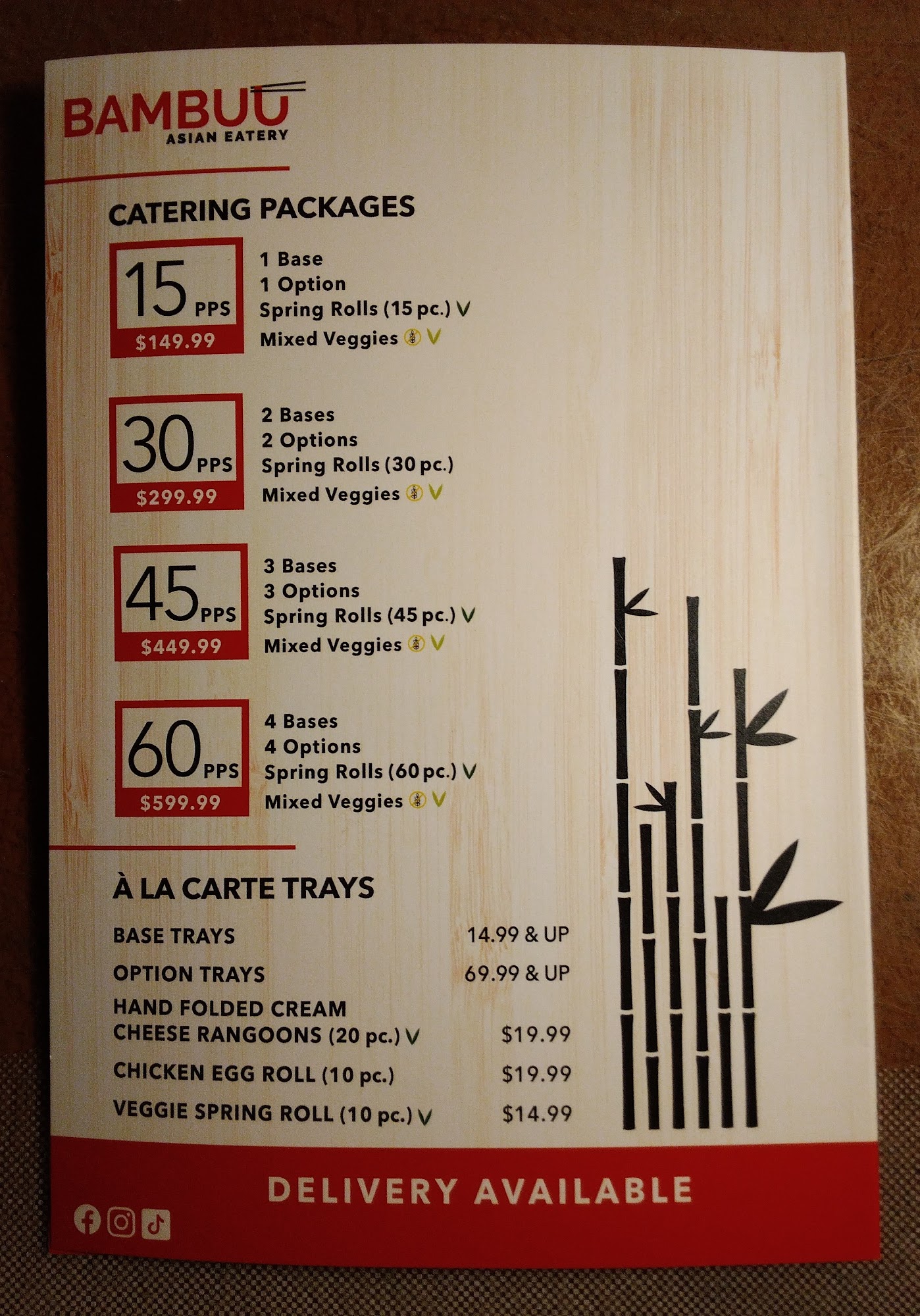 BAMBUU Asian Eatery Menu