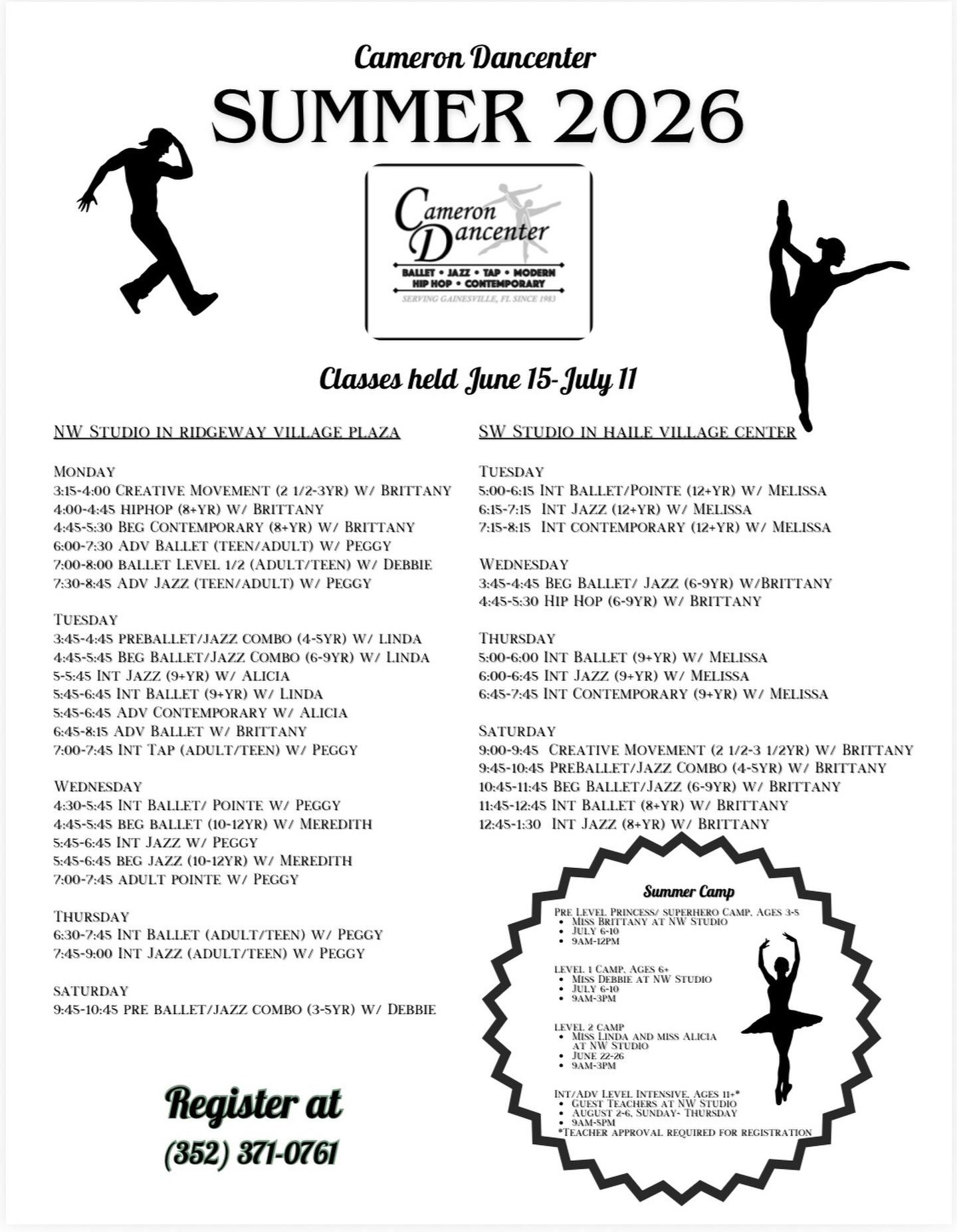 Cameron Dancenter 5003 NW 34th Blvd Suite 120, Gainesville Florida 32605