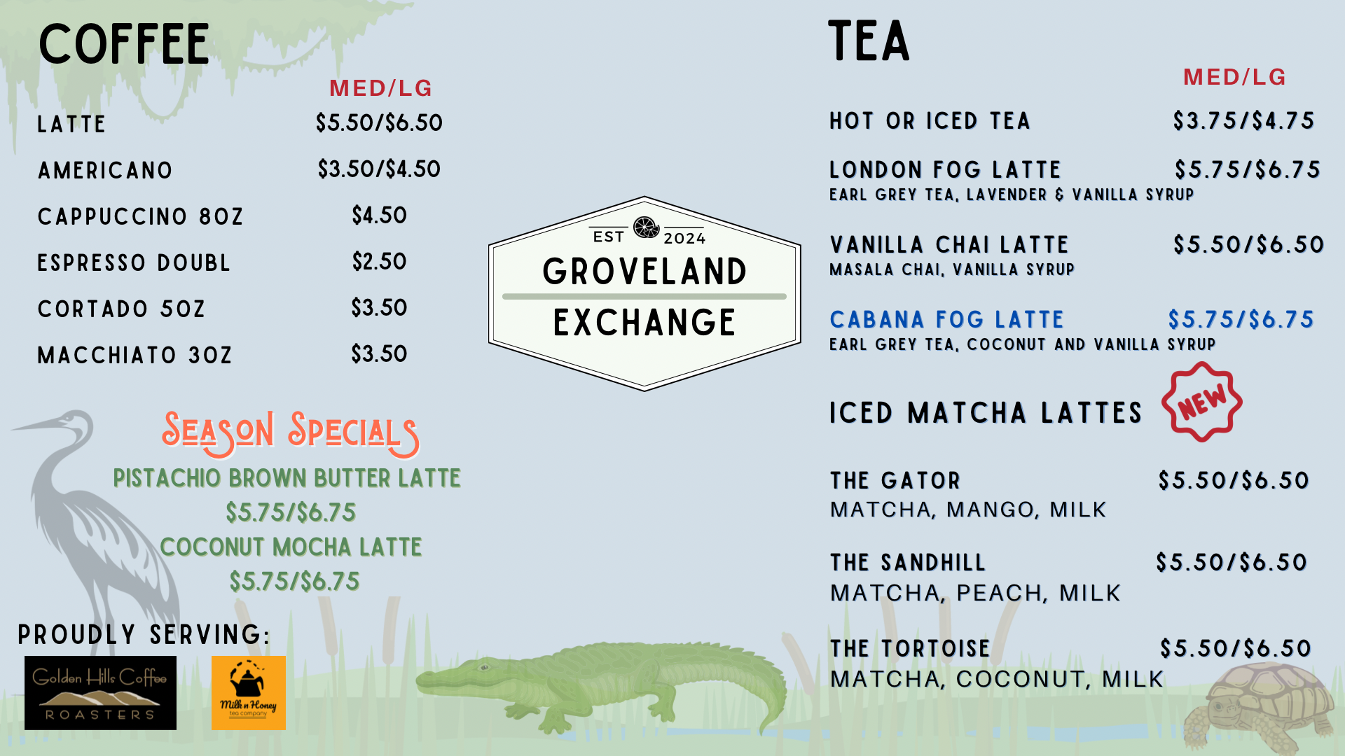 Groveland Exchange Menu