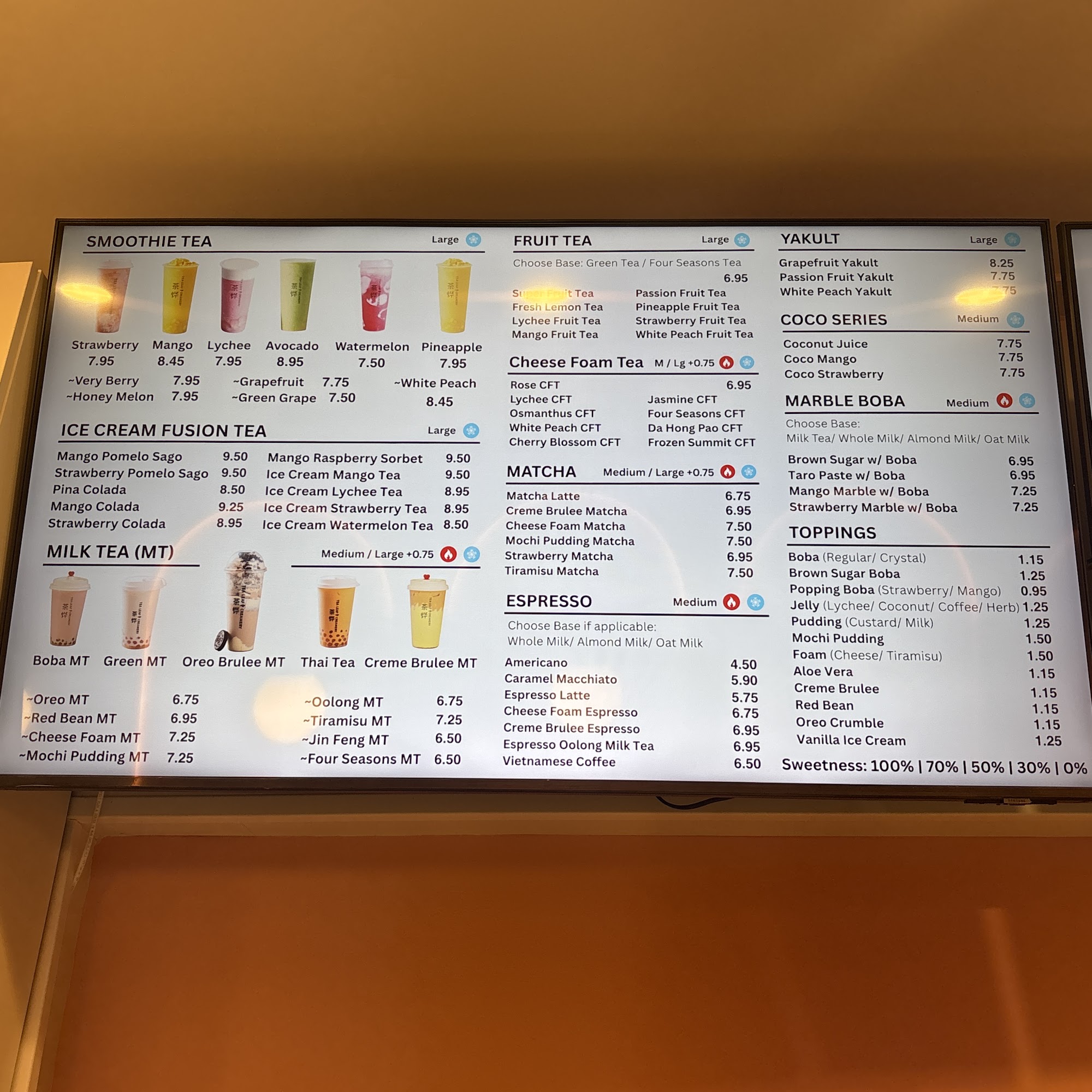 Tea Leaf and Creamery Menu