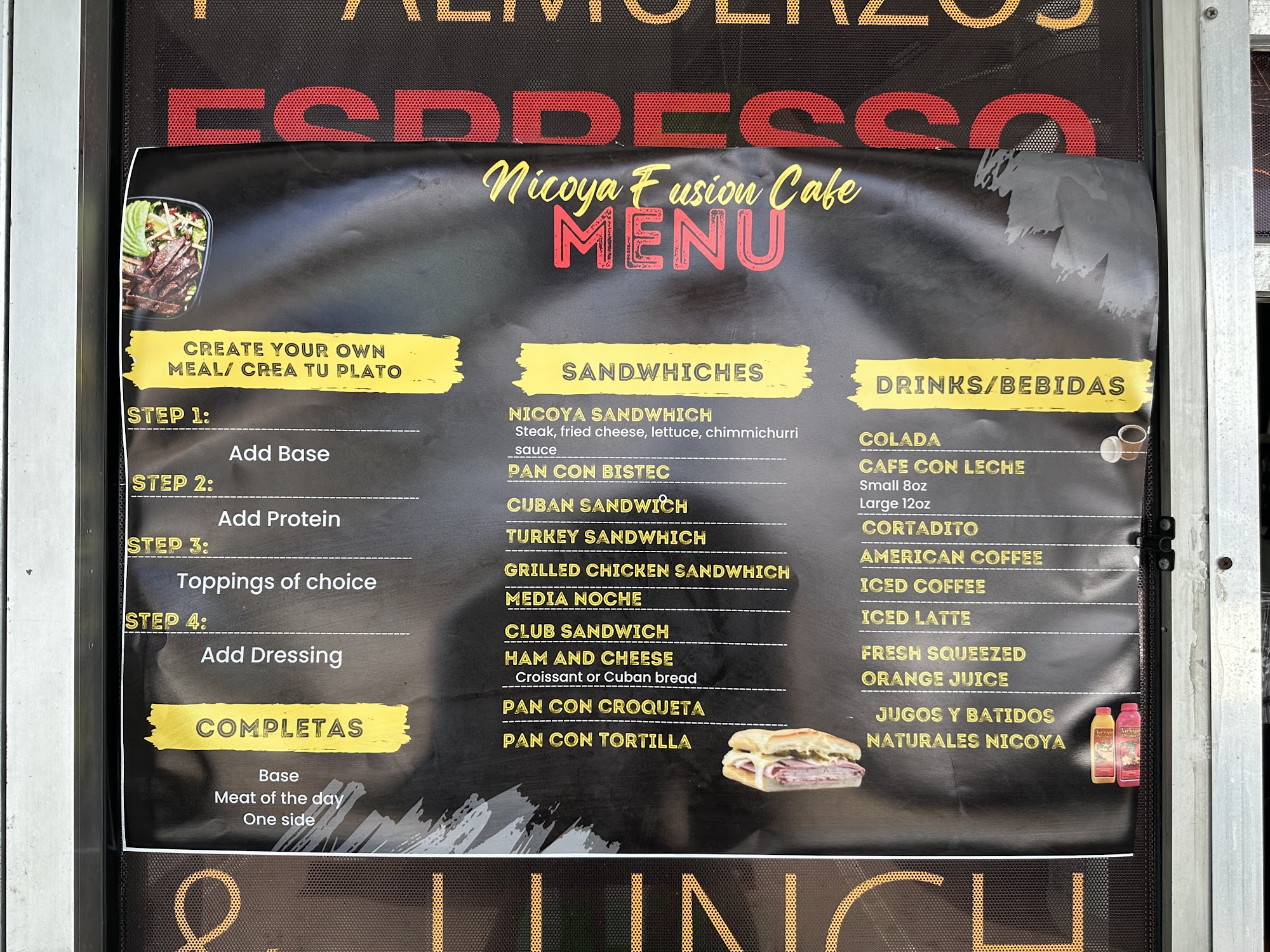 Nicoya Fusion Cafe Menu