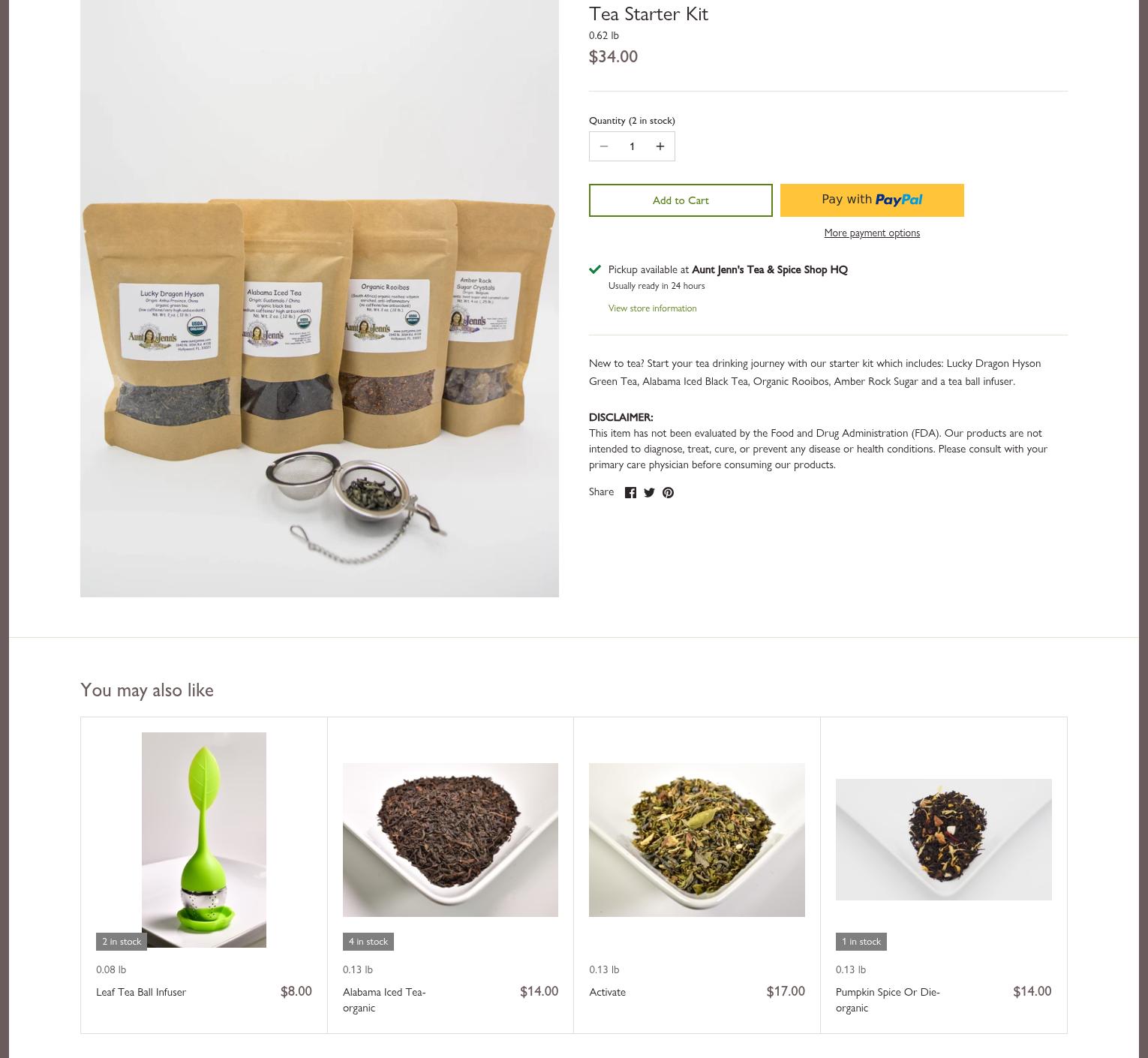 Aunt Jenn's Tea & Spice Shop Menu