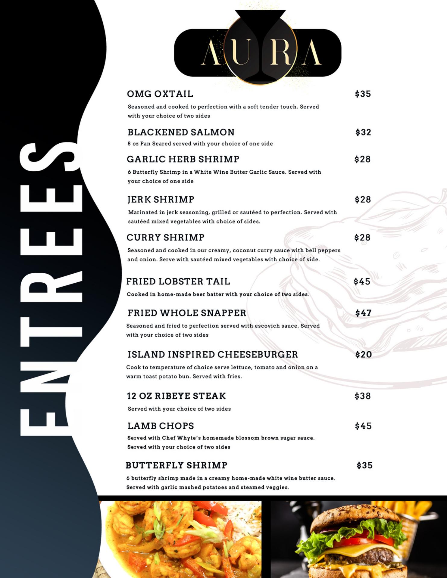Aura Lounge Menu