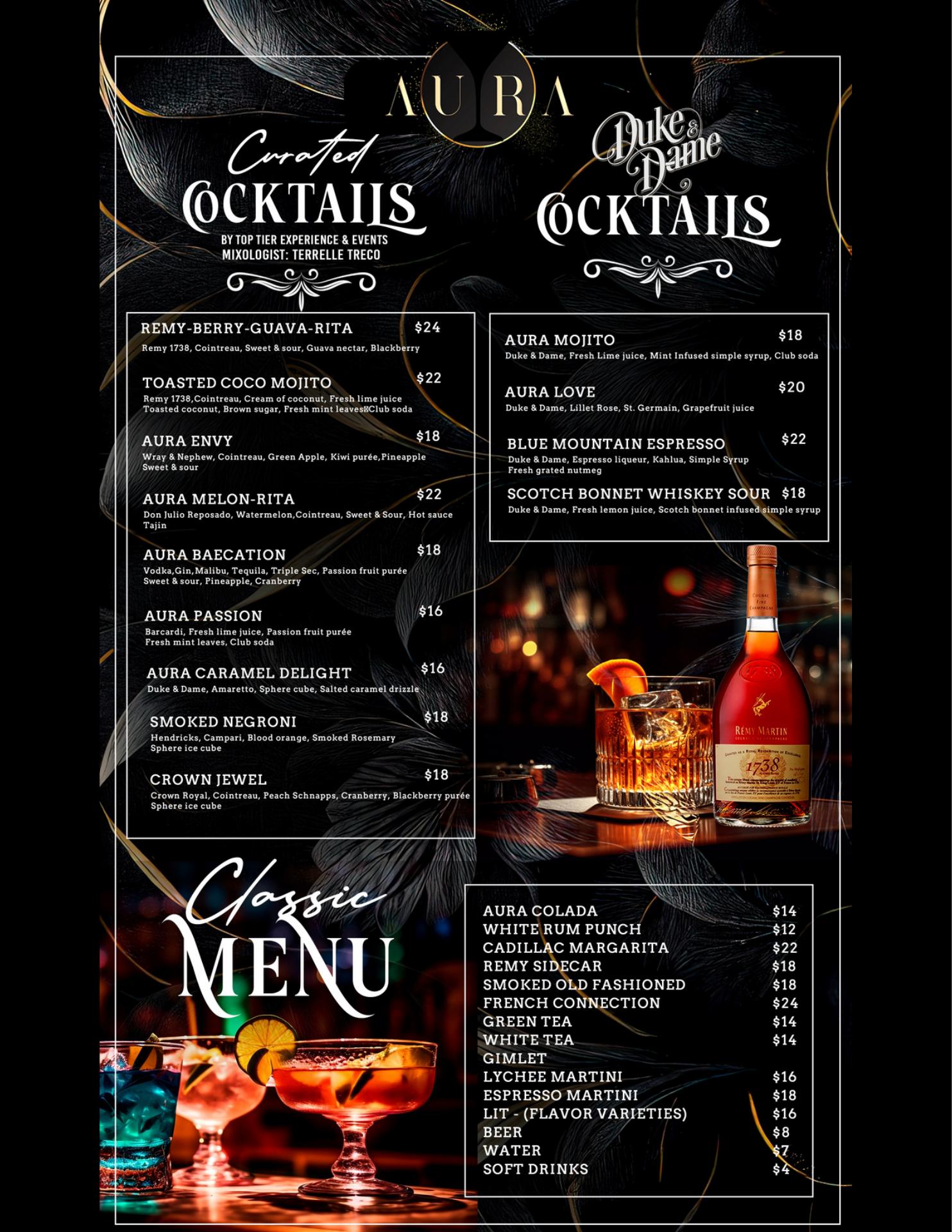 Aura Lounge Menu