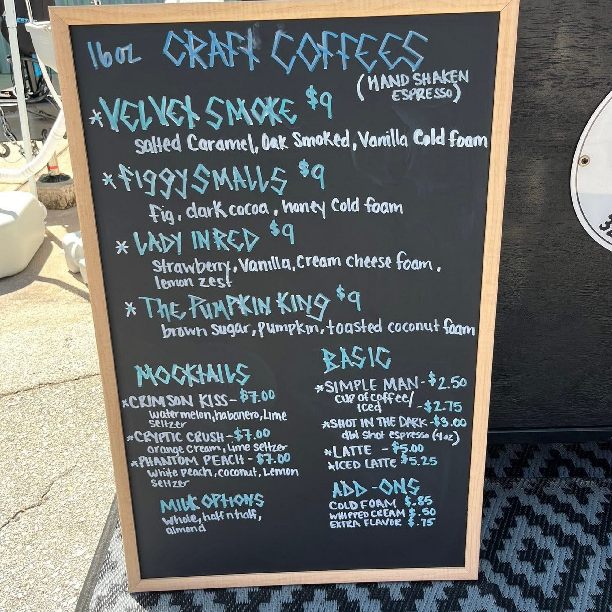 Dark Aroma Coffee Menu